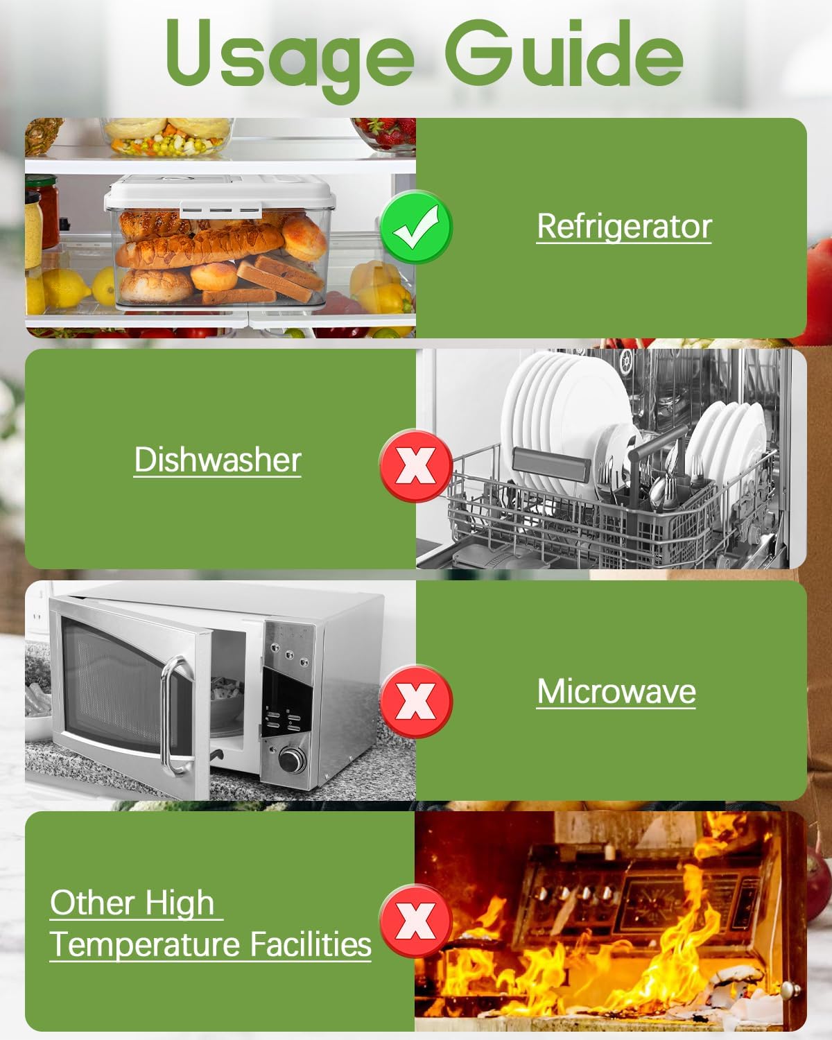 Dynta 2 Pack Bread Box for Kitchen Countertop Airtight Bread Storage Container with Lid Time Recording Plastic Bread Keeper for Homemade Bread, Toast, Loaf and Cookies