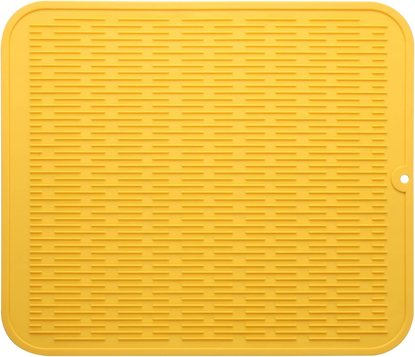 Silicone Dish Drying Mat for Multiple Usage,Easy clean,Eco-friendly,Heat-resistant Silicone Mat for Kitchen Counter or Sink,Refrigerator or Drawer Liner Yellow XL 18 inches x 16 inches