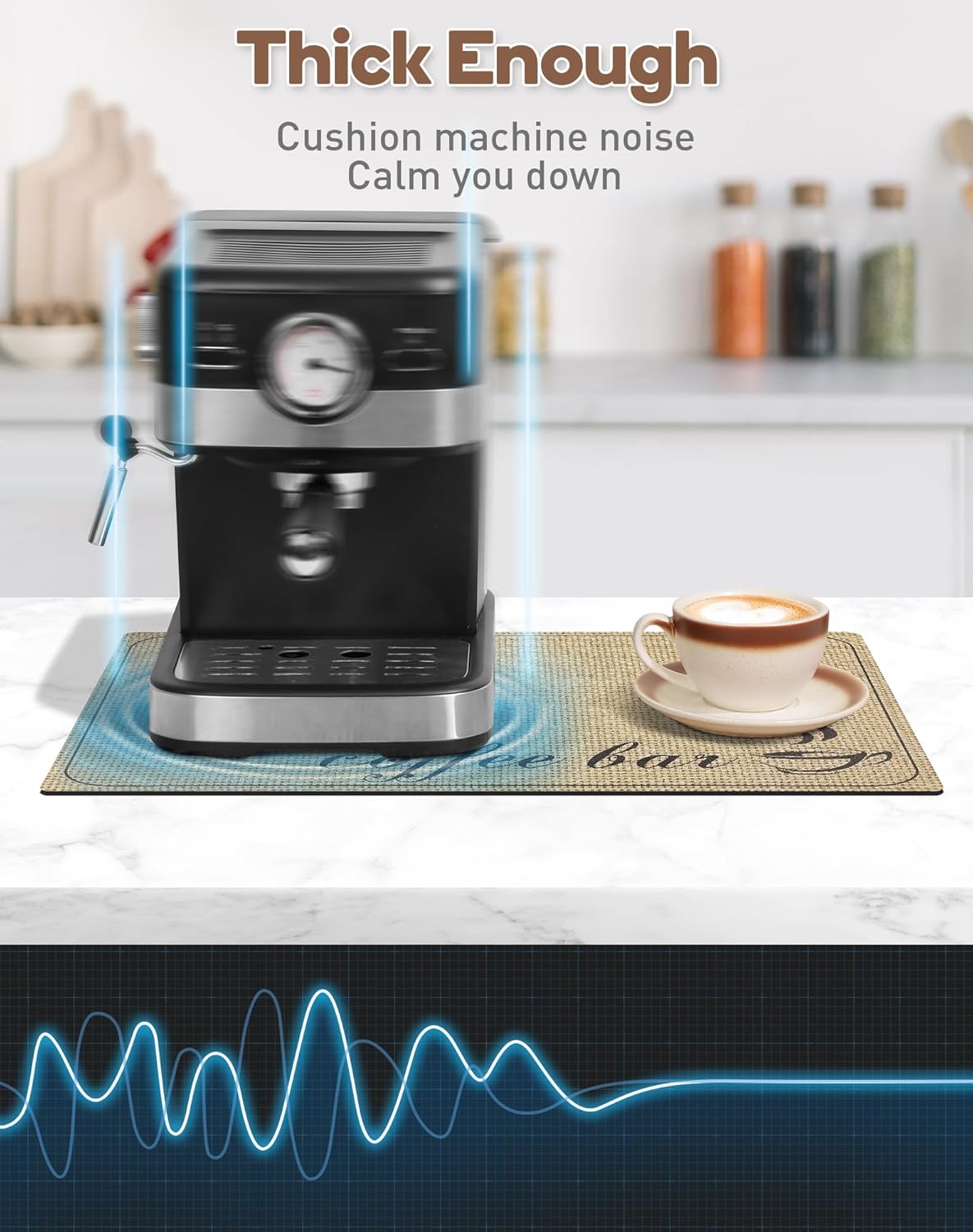 SUEH DESIGN Coffee Mat, Absorbent Dish Drying Mat 19.6 x 11.8 in Quick Dry Coffee Mat Large Drying Mats for Kitchen Counter Coffee Bar, Coffee Bar