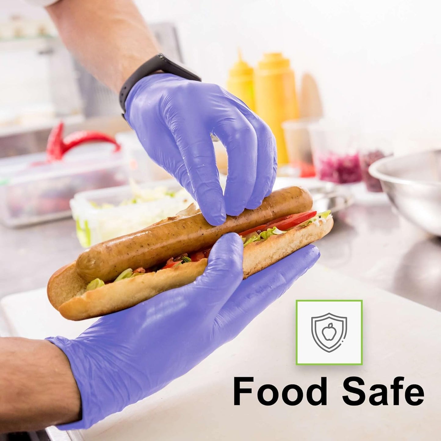 FifthPulse Biodegradable Disposable Nitrile Gloves, 150 Count, Green Food Safe Cooking Gloves - Powder and Latex Free Gloves