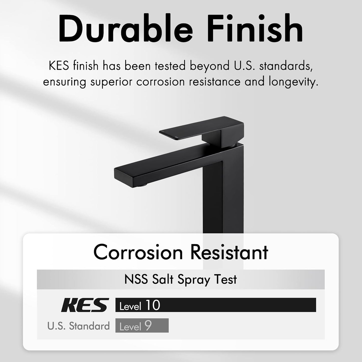 KES Vessel Sink Faucet, Black Bathroom Faucets, Tall Bathroom Faucets with Sink Drain with Overflow, L3156BLFF12-BK-C1