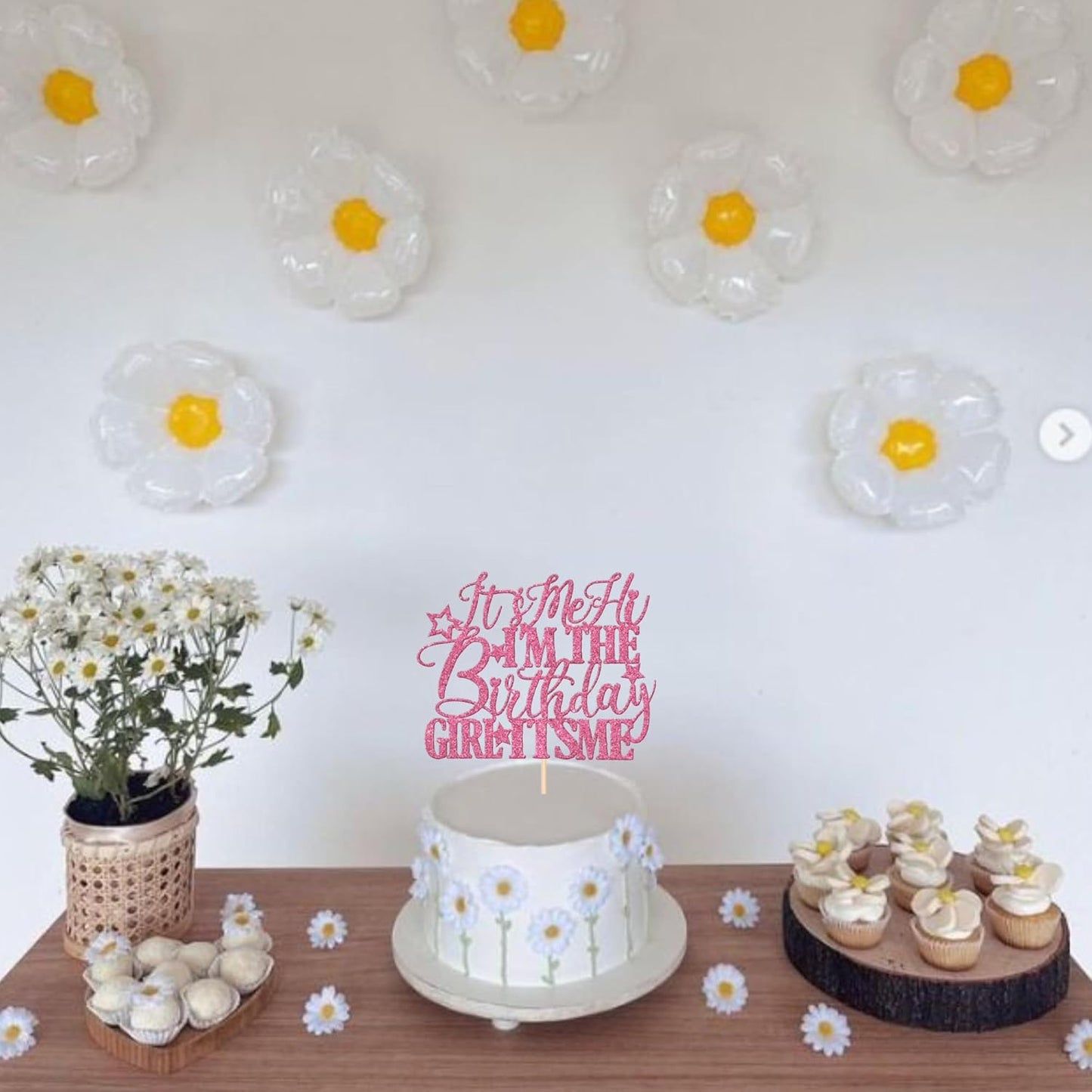 1 PCS It's Me Hi I'm the Birthday Girl It's Me Cake Topper Glitter Music Singer Cake Pick for Funny Hip Hop Singer Girls Birthday Party Cake Decorations Supplies Pink