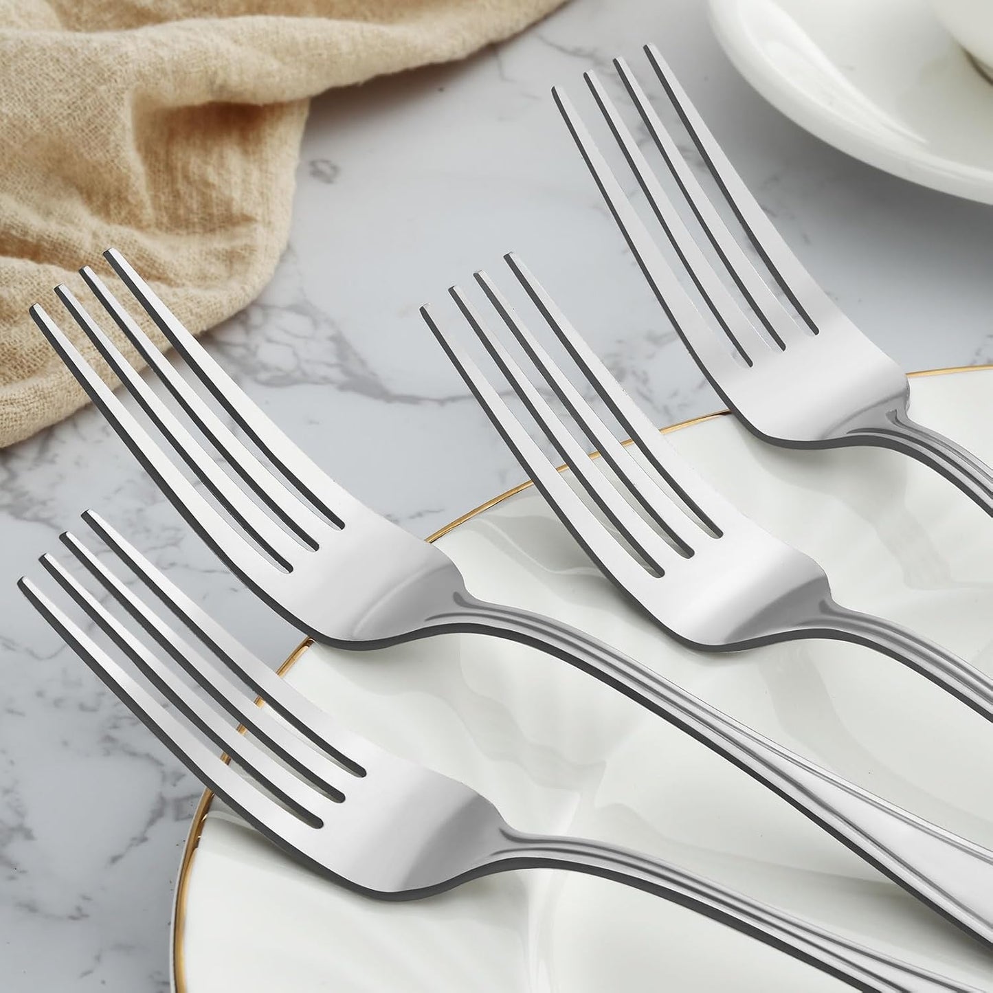BEWOS 24-Piece Salad Forks Set, 6.6-Inch Small Silverware, Stainless Steel, Dishwasher Safe, Mirror Polished