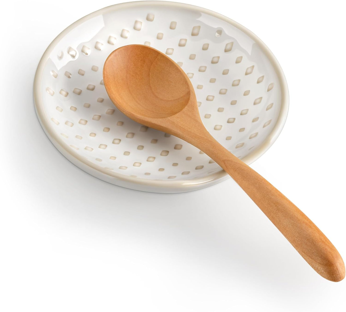 MALACASA Ceramic Spoon Rest for Stove Top, 4.8 inch Cooking Spoon Holder for Kitchen Counter,Utensil Rest for Ladle, Spatula, Spoons or Tongs, Modern Farmhouse Kitchen Décor - 03, Series LYDIA