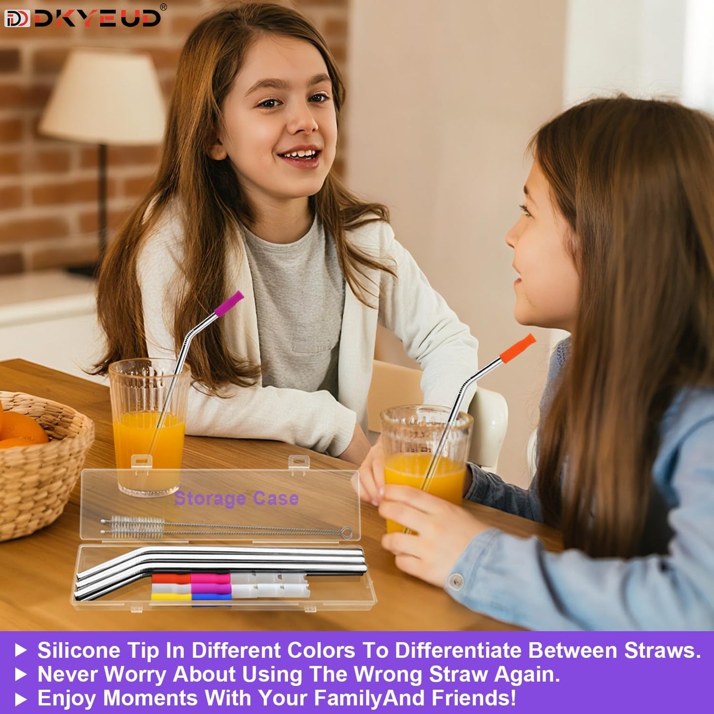 Newly Upgraded 10.5In Bent Metal Straws Reusable Set 6 PCS with 12 Silicone Accessories, 2 Straw Brush, 1 Storage Case, BPA Free, Eco-Friendly Stainless Steel Straws for 14, 20, 30,40 oz Tumbler