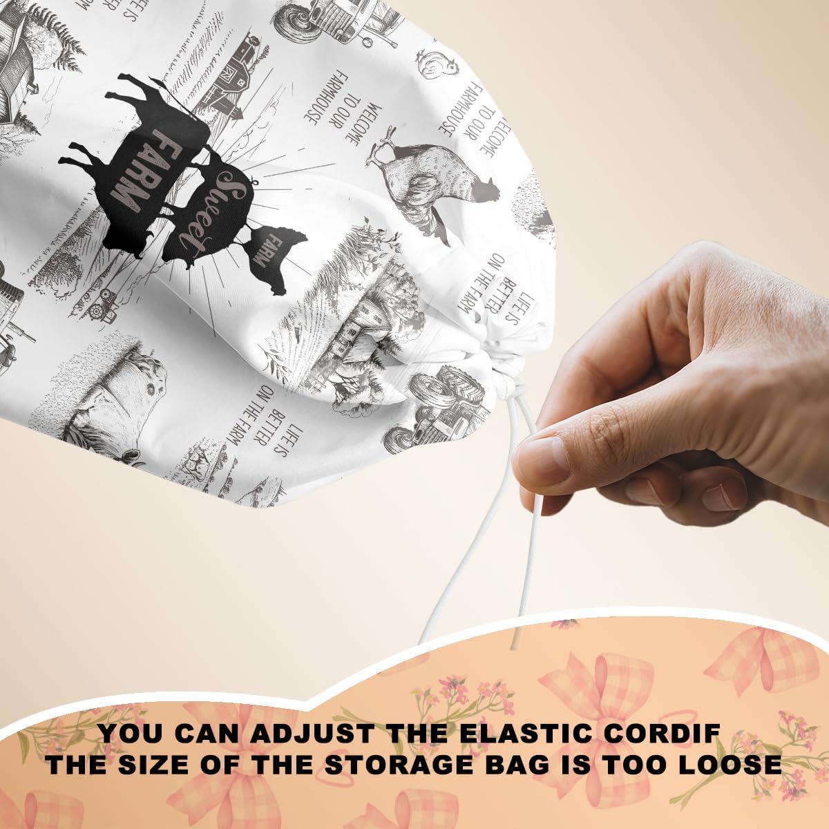 Rustic Sweet Farm Plastic Bag Holder for Kitchen Essentials, Wall Mount Grocery Bag Holder for Plastic Bags, Cow Pig Chicken Reusable Grocery Bags Storage Dispenser for Home Kitchen Farmhouse