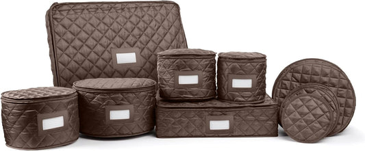 Covermates Keepsakes - Dish Storage Set - Padded Protection - ID Window - Stain Resistant - Machine Washable - China Storage, Bronze