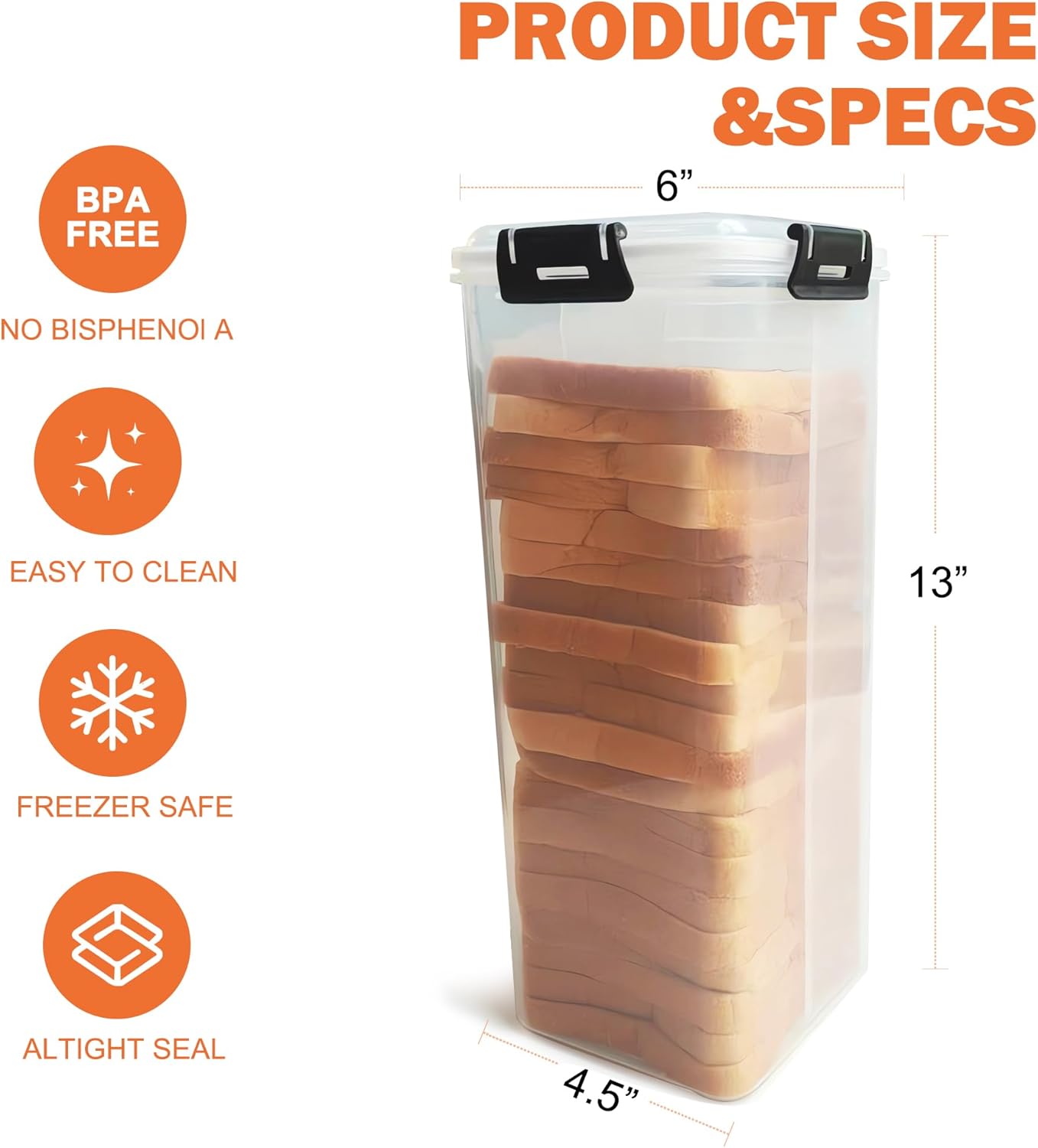 CZWL&HG Bread Storage Container with drawer Tray,Plastic Bread Box with Airtight Lid,Loaf Bread Keeper,Bread Holder for Homemade Bread,BPA Free