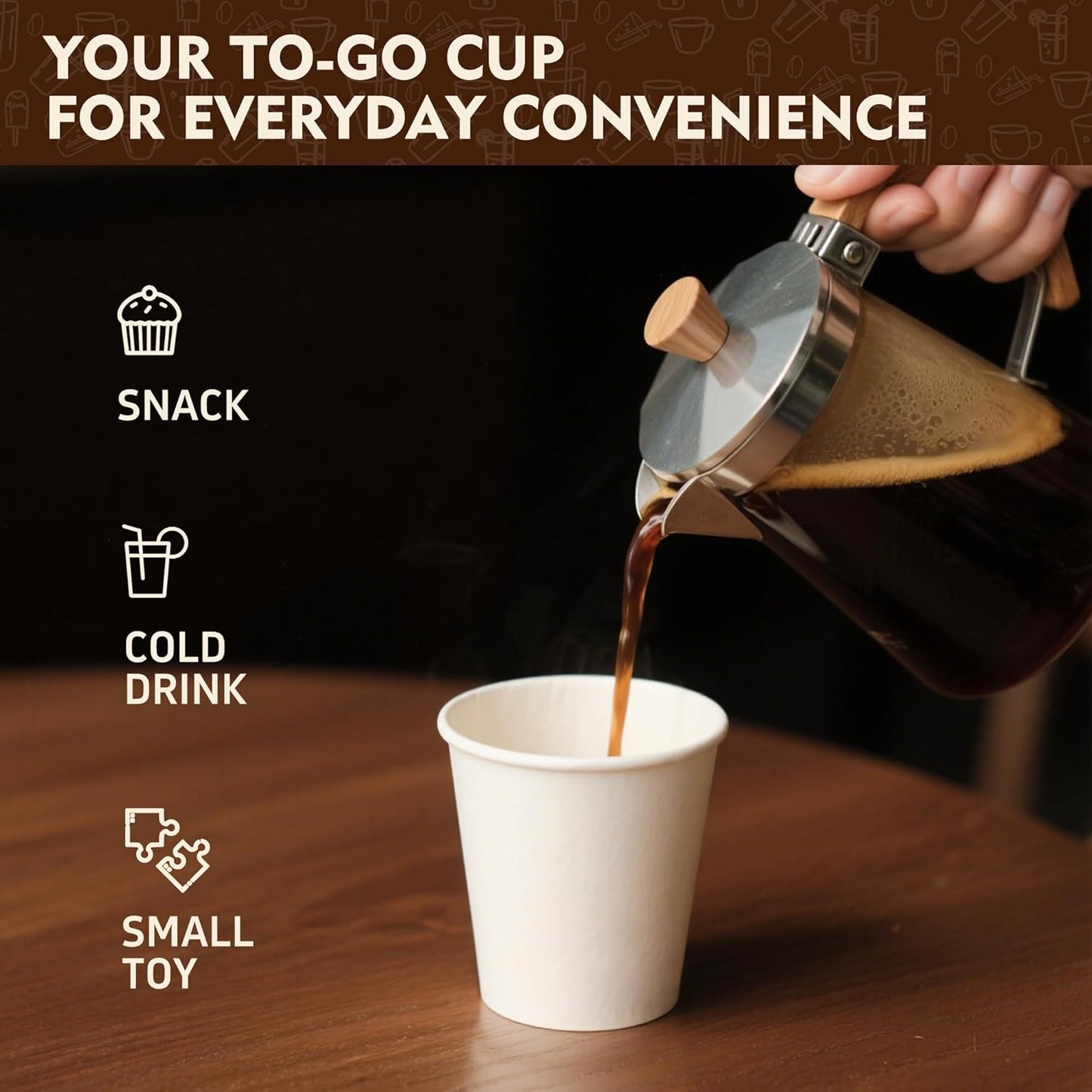 YEEHAW 8 oz Coffee Cups 500 Pack, Disposable paper cups 8 oz, White Hot Drinking Cups