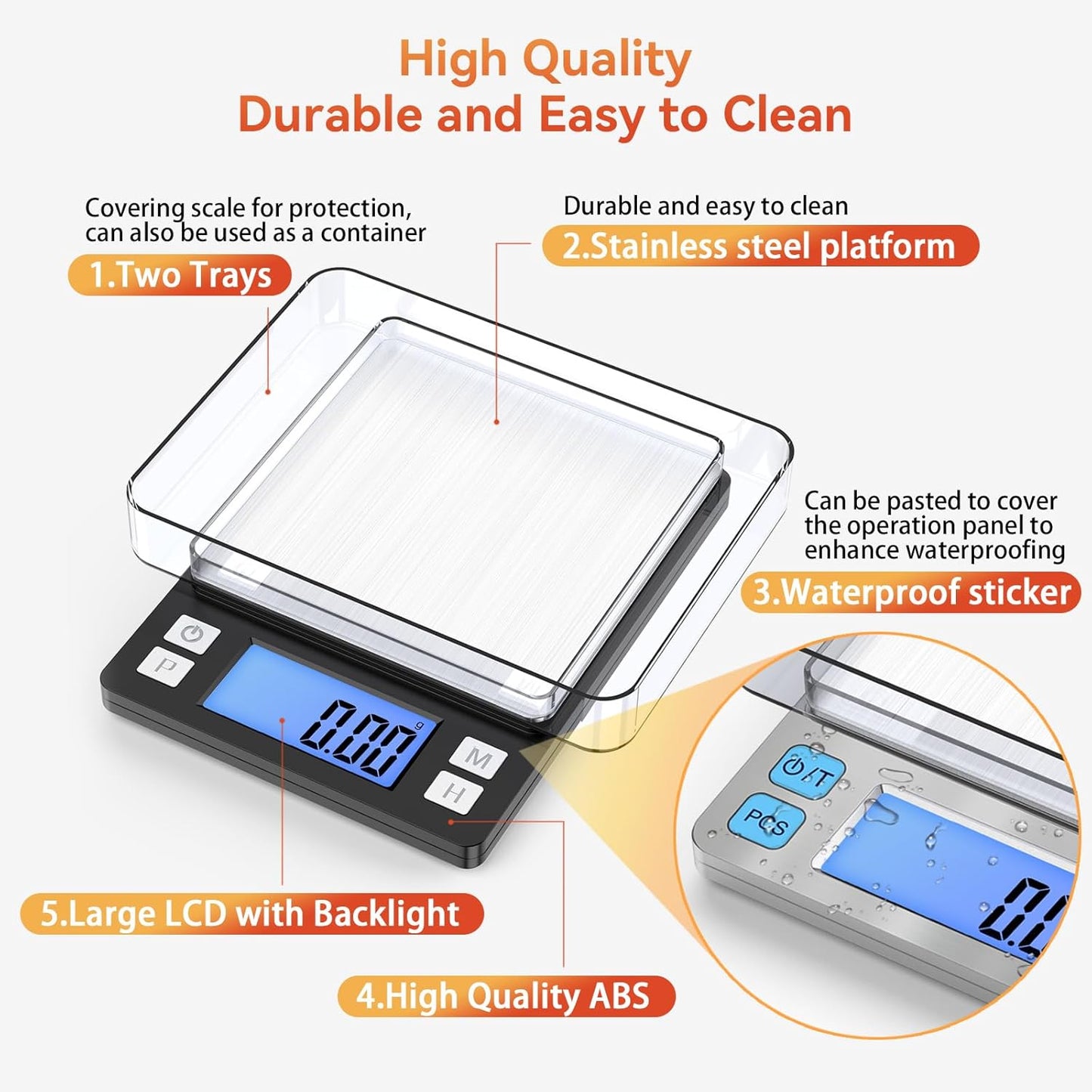 BOMATA 0.01g/1kg Upgraded Small Digital Scale, USB Rechargeable, with Larger Display and Hold,Tare Function, 9 Units, High Precision Digital Scale Grams and oz for Small Item, Kitchen…