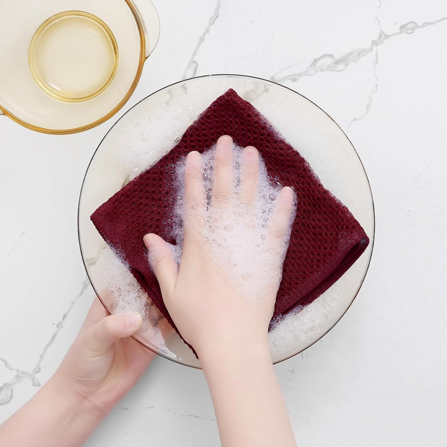 Homaxy 100% Cotton Waffle Weave Kitchen Dish Towels, Ultra Soft Absorbent Quick Drying Cleaning Towel, 13 x 28 Inches, 6-Pack, Burgundy