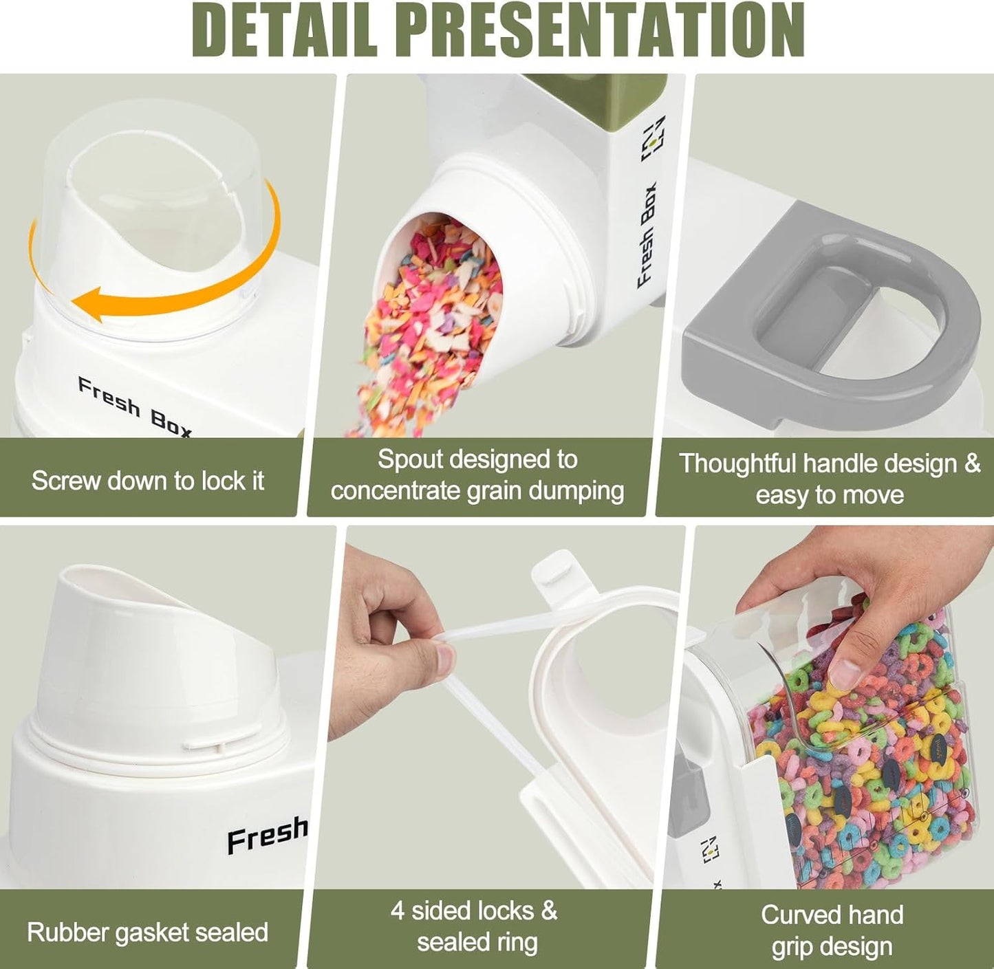 Cereal Storage Container 4Pack,44oz/1.3L Airtight Food Storage Containers With Lids,Organizers Storage With Measuring Cup for Beans,Sugar,Rice,Nuts,Snacks,Pet Food,Candy