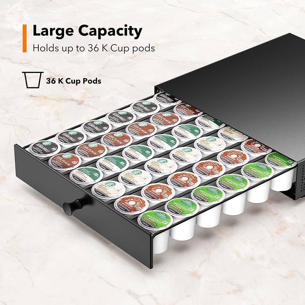 SICHEER K Cup Organization Storage Drawer Maker K Cup Holder Coffee Pod Organizer Stand Tray Counter Rack Countertop Maker Stand Capsules Compatible with Keurig Accessories Holds 36 Pods