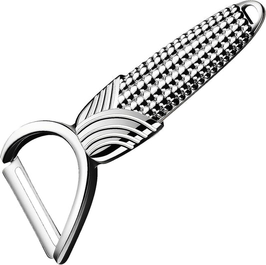 Maxjoy Vegetable Potato Apple Carrot Fruit Veggie Peeler - Corn Kernel Ergonomic Handle, Ultra Sharp Stainless Steel Blades - Silver