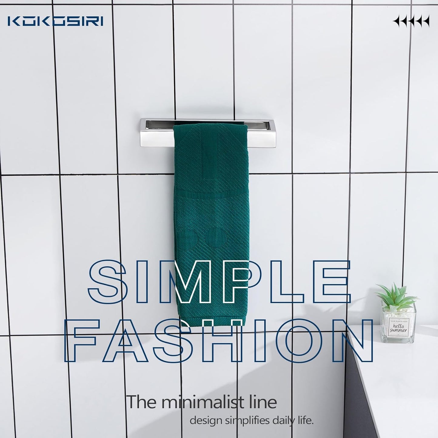 KOKOSIRI Towel Ring Chrome Hand Towel Bar Rack 9-Inch Kitchen Holder Polished Stainless Steel for Bathroom Hardware Wall Mounted, 1 Pack B4008CH-L9