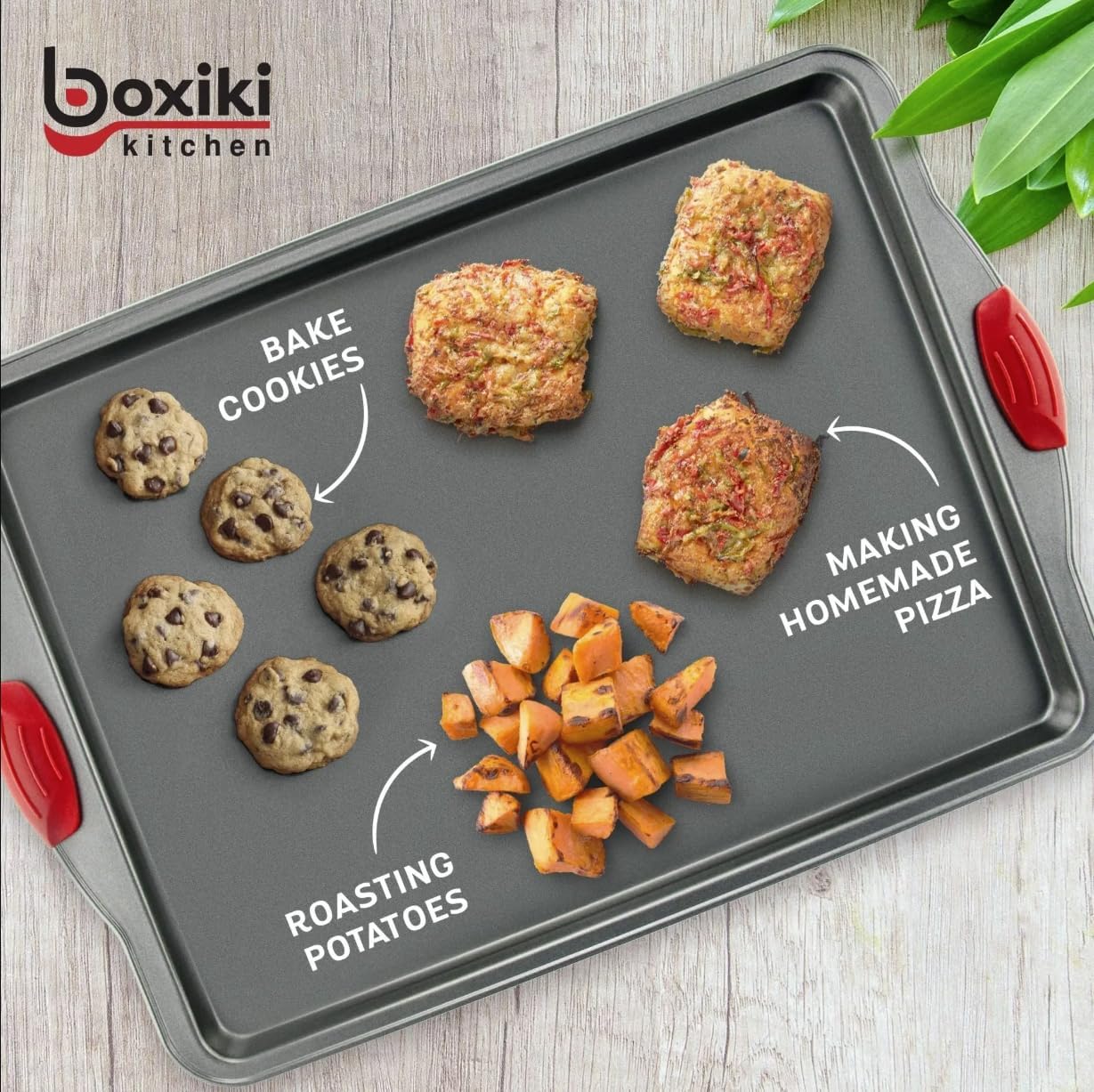 Premium Nonstick Baking Sheet Pans – Set of 3, Heavy-Gauge Carbon Steel, Warp, Dent, and Rust-Resistant – Gourmet Rimmed Half Cookie Sheet Trays, Non-Toxic for Exceptional Baking Performance