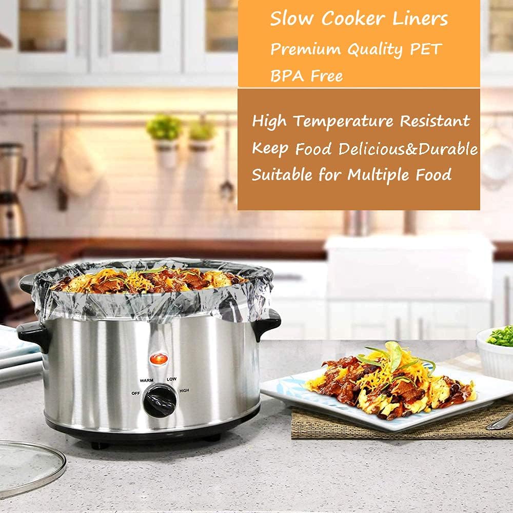 40 Counts Slow Cooker Liners and Cooking Bags, Extra Large Size Fits 6-10QT Pot, 14"x 22", BPA Free, Suitable for Oval & Round Pot -2 Pack