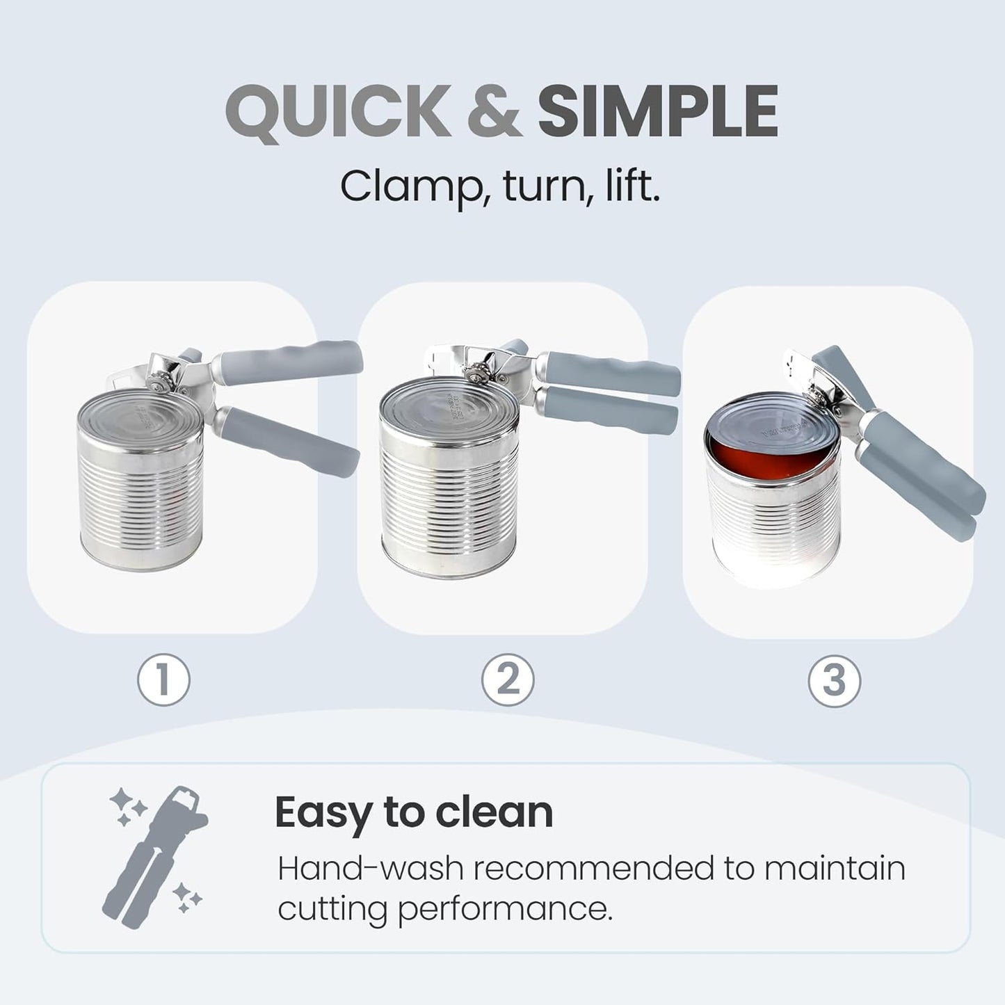 Zulay Kitchen Heavy Duty Stainless Steel Can Opener Manual with Bottle Opener - Rust Proof Manual Can Opener With Turn Knob & Soft Grip Handles