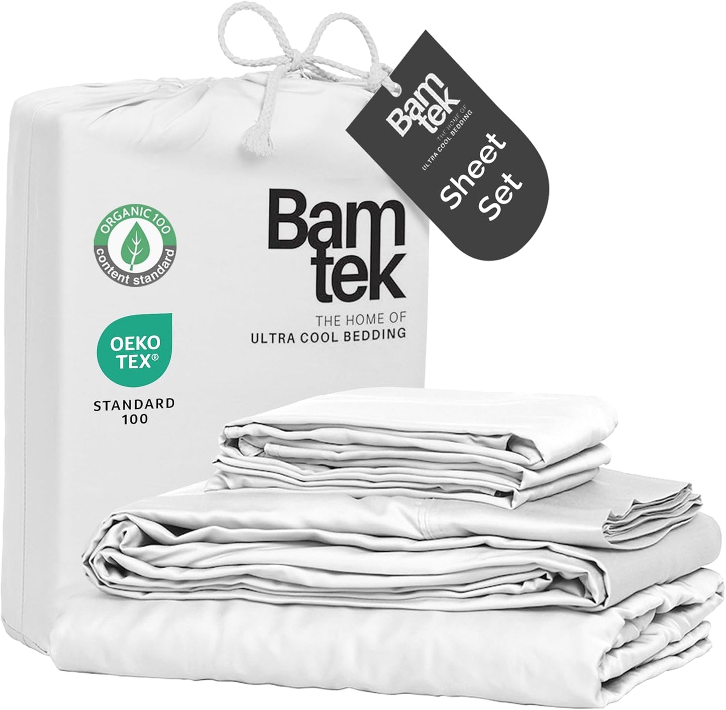 100% Viscose from Bamboo Sheets California King Size, Super Soft Bedding Set, 4PC Cooling Sheets for Hot Sleepers, Vegan Silk Moisture Wicking, Organically Grown Bedsheet, White - 72" x 84"