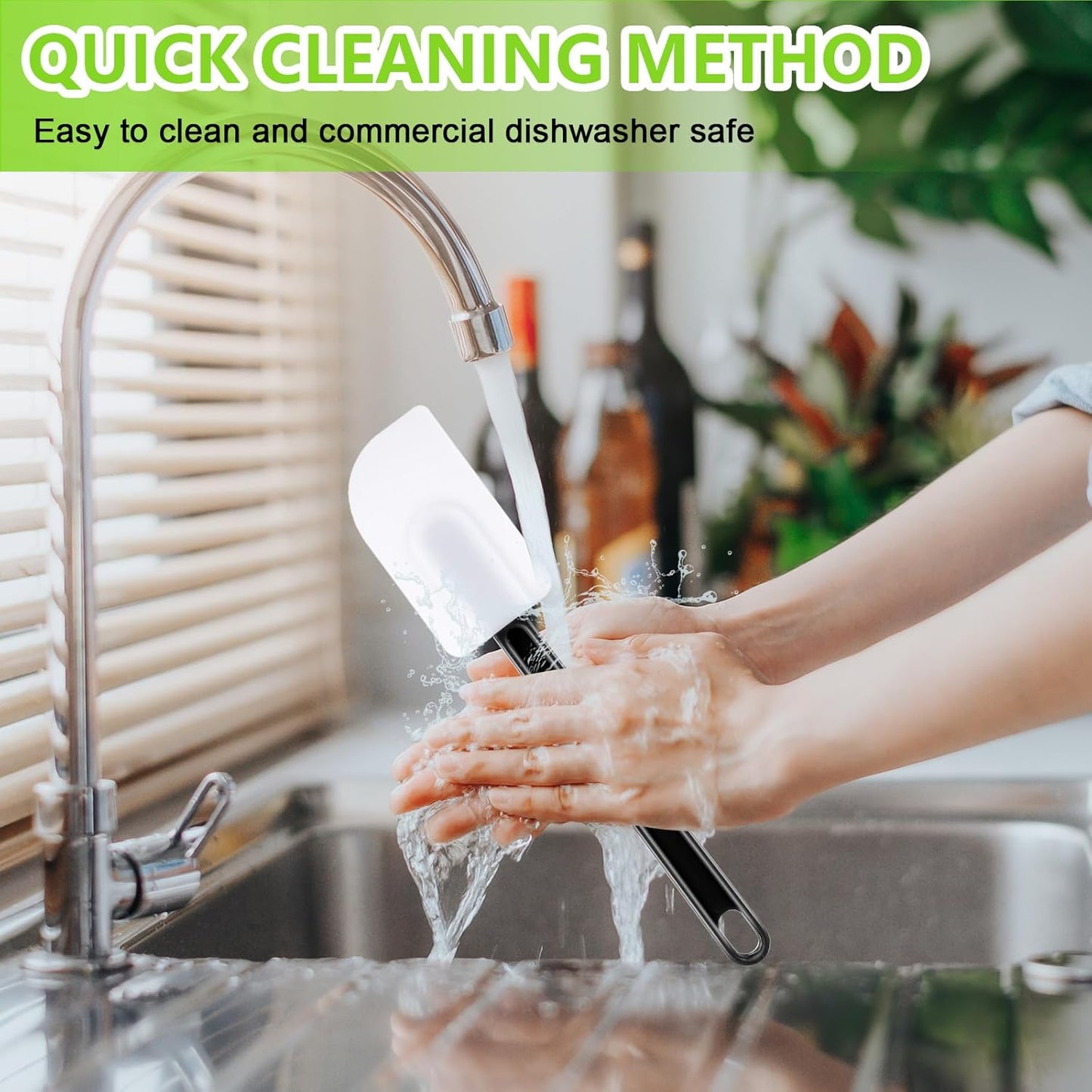 Dandat 9 Pcs Silicone Rubber Spatula, Commercial Spatula 500 Fahrenheit Heat Resistant, Non Stick Heavy Duty Scraper for Kitchen Cook Mix Fry Spread Bake, Dishwasher Safe (Black and White,10 Inch)