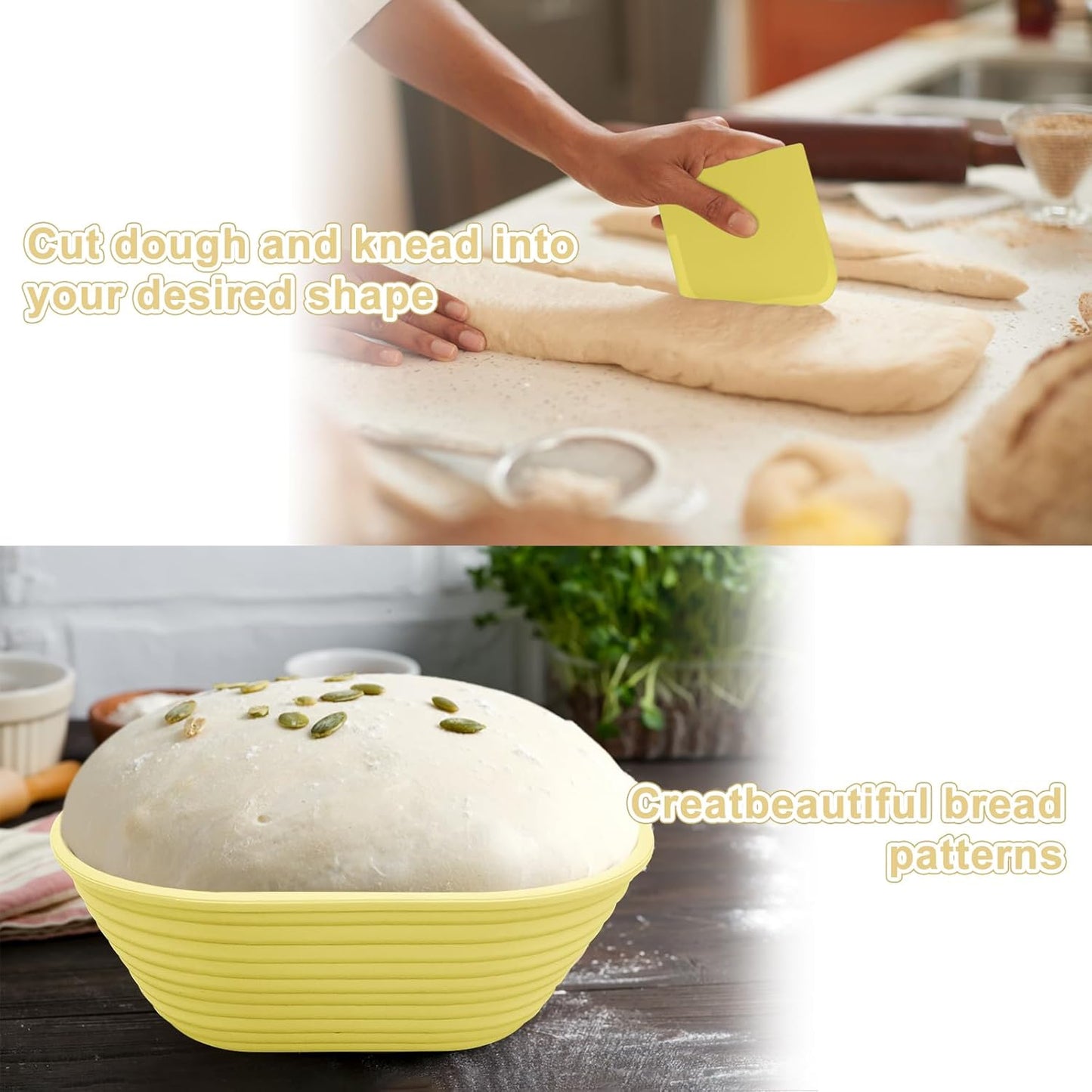 Silicone Banneton, Sourdough Bread Baskets (Set of 6, 6.5 Inch), Oval Proofing Bread Bowls with Starter Kit, Bread Making Baking Supplies