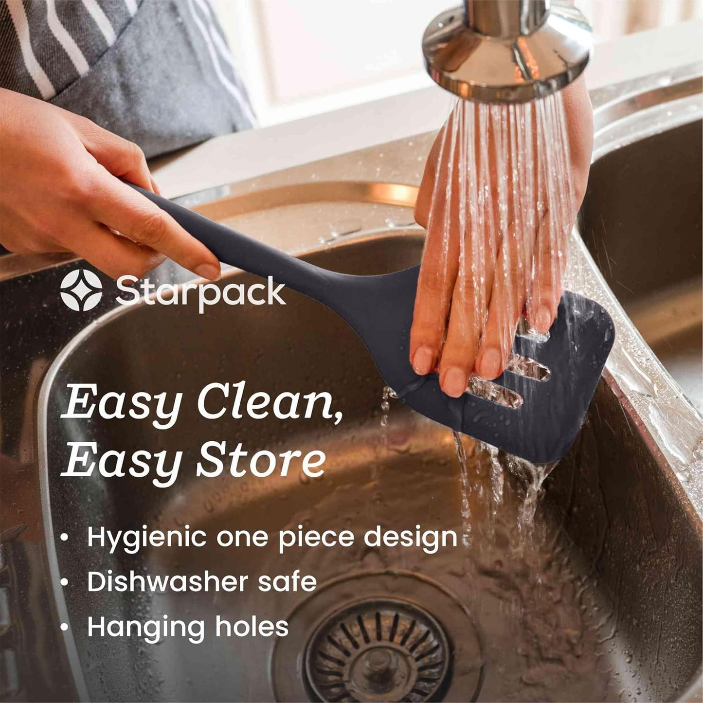 Starpack XL Premium Silicone Pasta Fork (13.5") - Spaghetti Spoon High Heat Resistant to 600°F - Silicone Pasta Spoon Strainer - Pasta Server Spoon with Teeth - Pasta Server Utensil