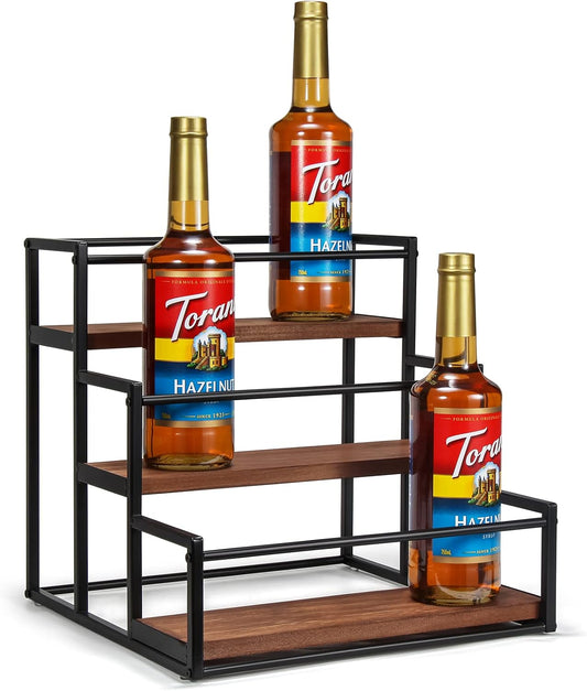 THYGIFTREE Coffee Syrup Rack Organizer 3-Tier 12 Syrup Bottles Holder Stand for Coffee Bar Station Storage Shelves for Syrup, Wine, Dressing for Kitchen