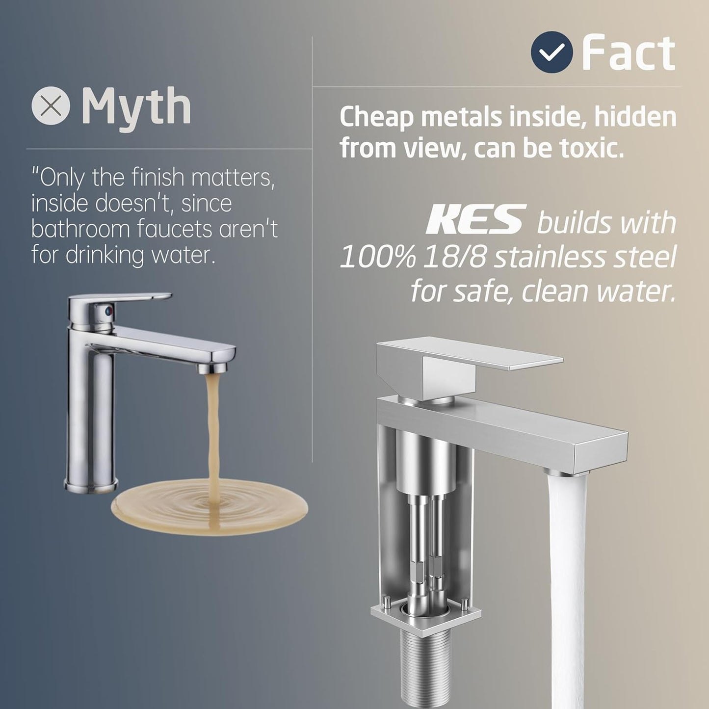 KES Bathroom Faucet Single Handle Modern Bathroom Sink Faucet Single Hole cUPC Certified Stainless Steel Brushed Finish, L3156ALFF12-BS [Fits All States, California Included]