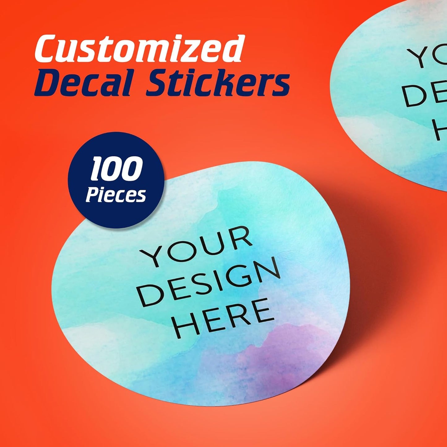 100 Custom Vinyl Stickers - Upload Your own Image, Text, Design, Logo - Personalized Logo Labels for Handmade, Packaging, Bottle, Jars, Candle, Brand Stickers (Sky Blue, 2x2)
