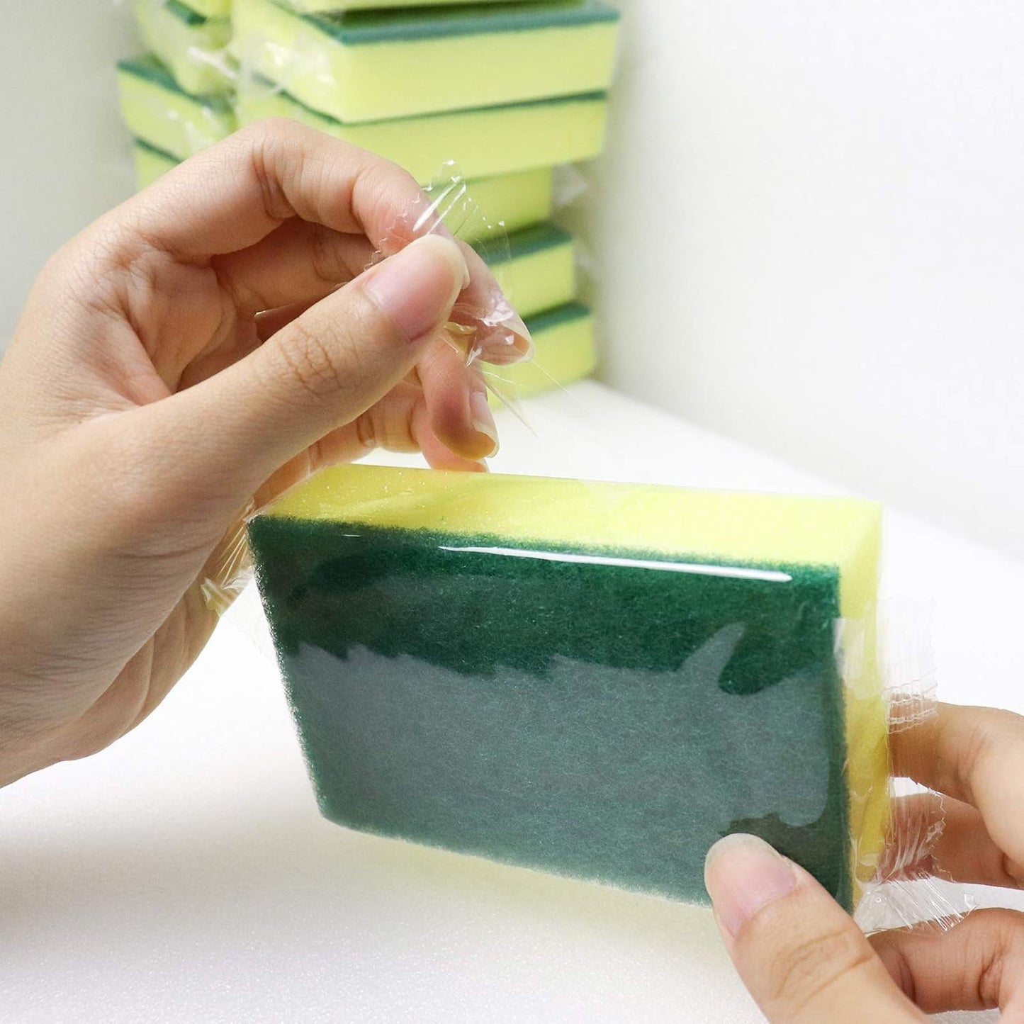 30 Pack Sponge Individually Wrapped, Non Scratch Scrouing Sponges for Household Cleaning, Dishes, Kitchen, Apartment, Car, Bike