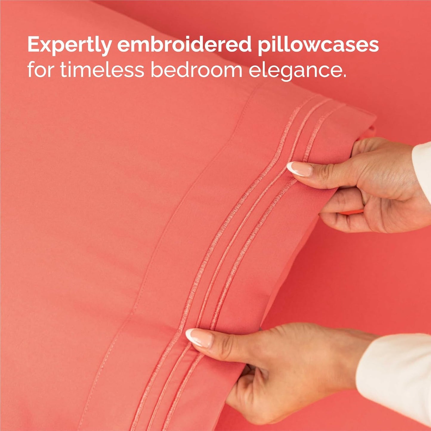 King Size 4 Piece Sheet Set - Comfy Breathable & Cooling Bed Sheets Set - Hotel Luxury Bedding for Women, Men, Kids, Teens, Boys & Girls - Deep Pockets, Ultra-Soft and Wrinkle Free - Oeko-Tex - Coral