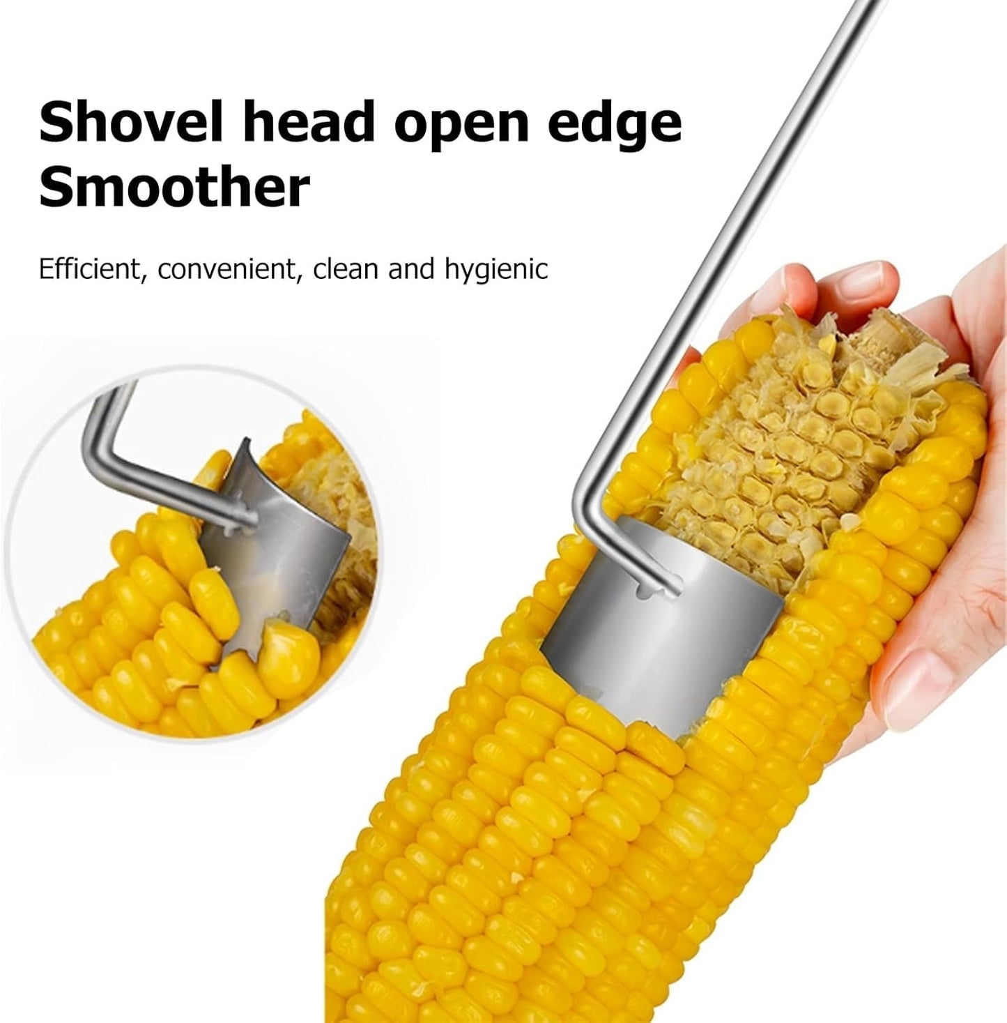 2 Pcs Corn Peeler Set with Long & Short Handle – Stainless Steel Corn Stripper Tools for Raw & Cooked Corn – Durable Kitchen Gadgets for Home, BBQ & Restaurant Use
