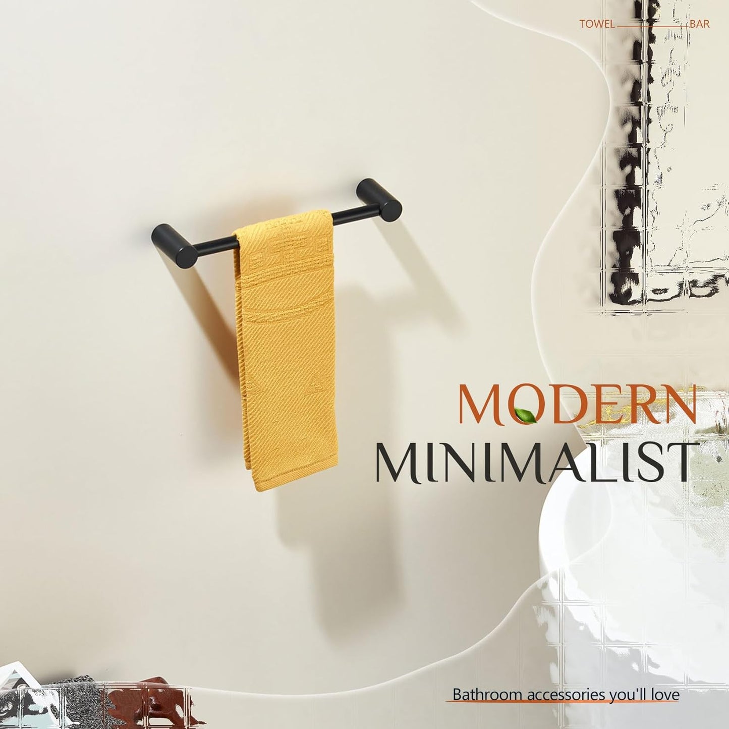 KOKOSIRI Towel Bars Matte Black 12-Inch Hand Towel Holder for Bathroom Wall Rack T-304 Stainless Steel Bathroom Accessories Wall Mounted, B4007BK-L12