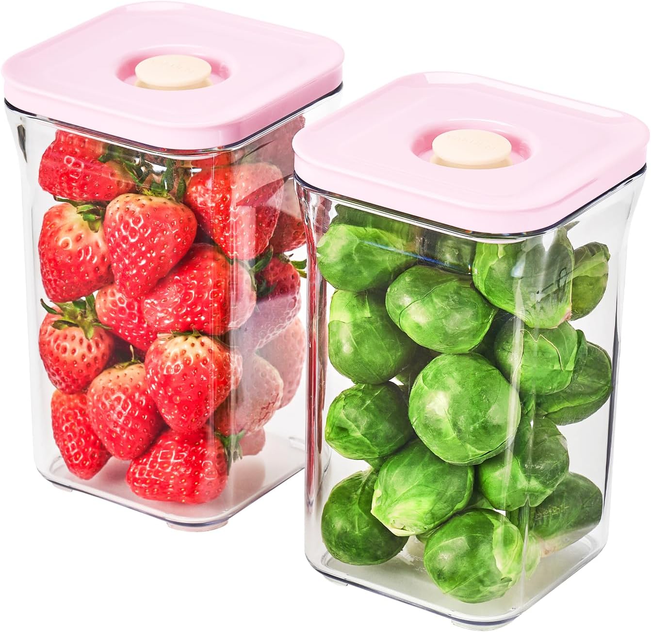 Premium Airtight Food Storage Containers ROSE Pink Lid, 1.0L(1.06qt) x2pcs Container. Patented Double Silicone Lining, 100% Leak Proof, BPA-FREE