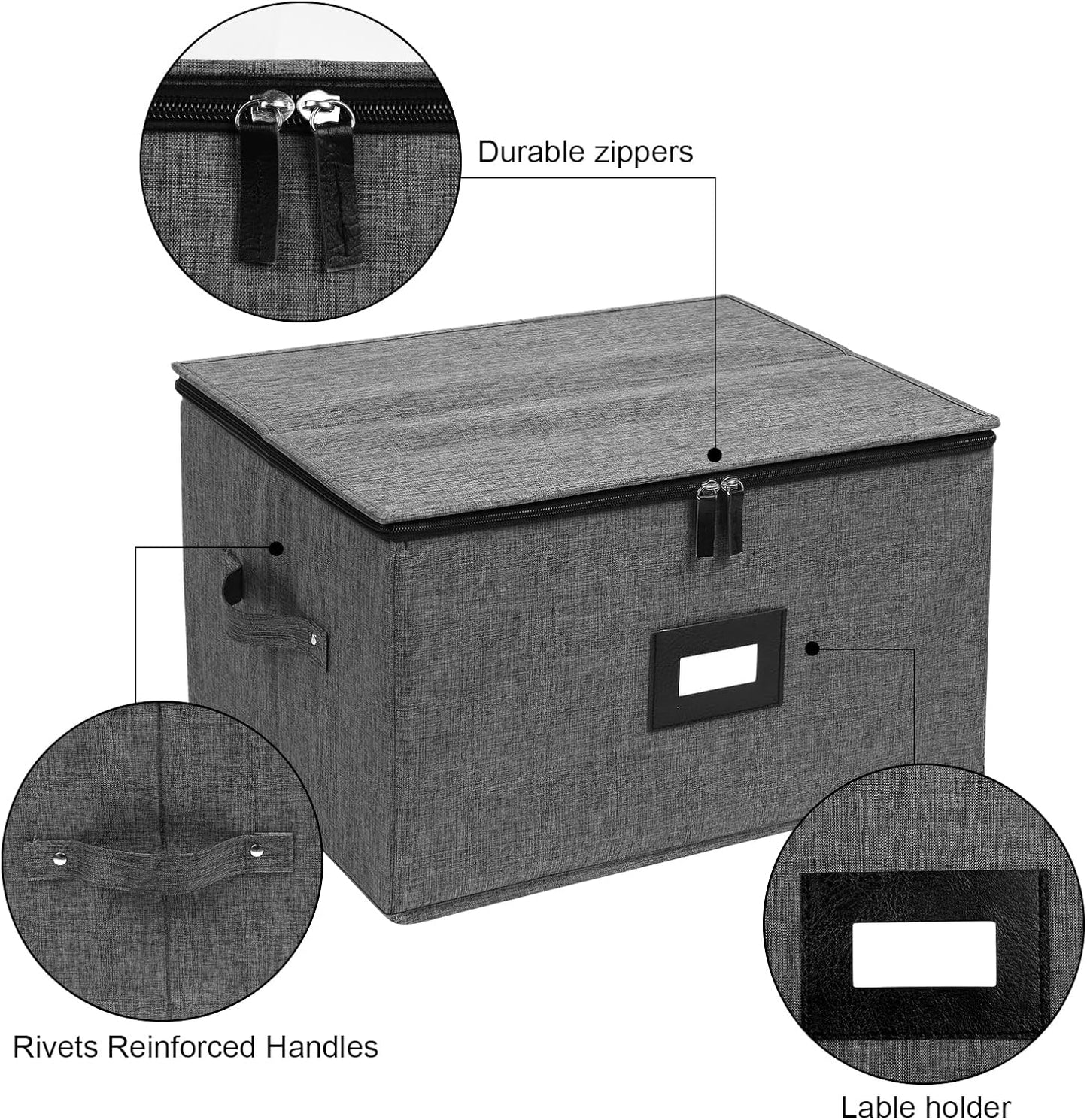 Stemware Storage Containers, Wine Glass Storage Box with Dividers for Glasses, Glassware, Crystal, Wine Glass Packing Boxes for Moving, Hard Shell Top Sides Bottom and Stackable (Black)