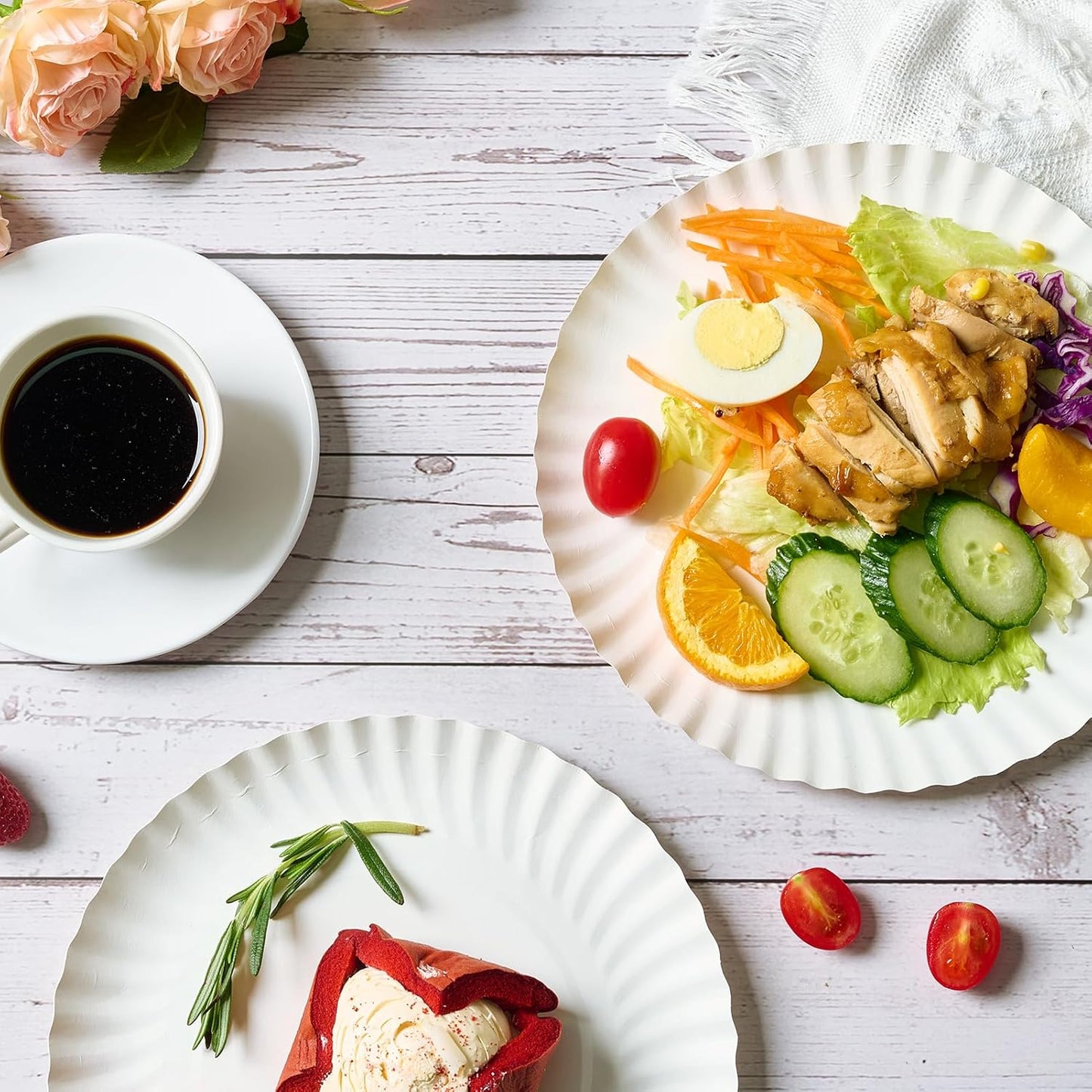 MUCHII 300 Count 9 Inch Paper Plates, Disposable Dinner Plates Bulk, White Plate Uncoated for Parties, Catering, Picnics, and DIY