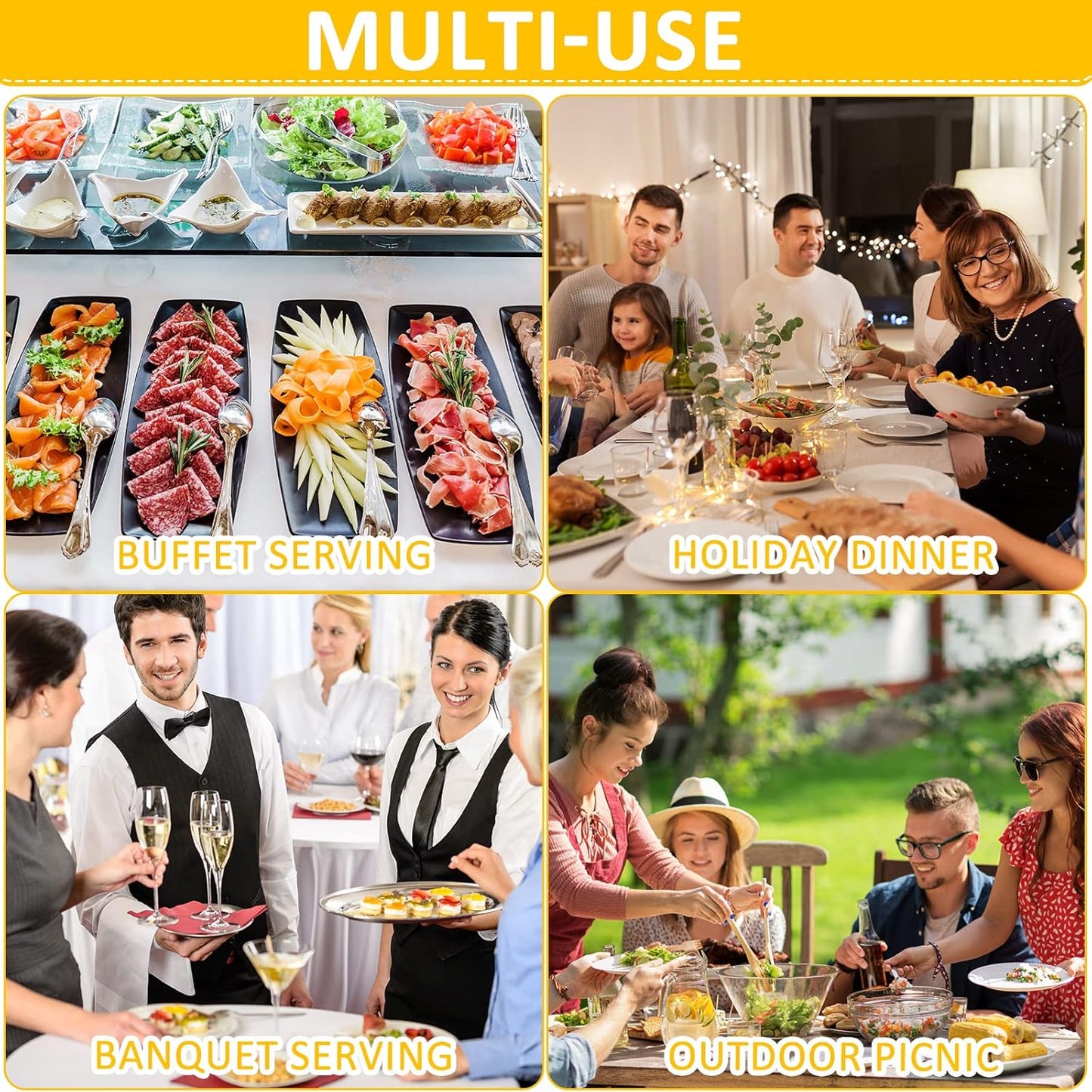 12 Pcs Stainless Steel Serving Spoons Set for Buffet, 8.3 Inches Large Serving Utensils Dishwasher Safe Metal Polished Buffet Spoons for Food Cooking Catering Kitchen Banquet Restaurant Home