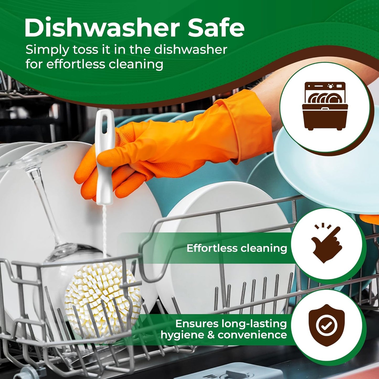 Tupkee Wine Glass Cleaning Brush – Soft Non-Scratch Foam Bristles – Goblet & Stemware Wine Glass Cleaner Brush for Glassware, Crystal, Bottle, & Mugs – Fits Tupkee 20oz Glass Tumbler – Made in the USA