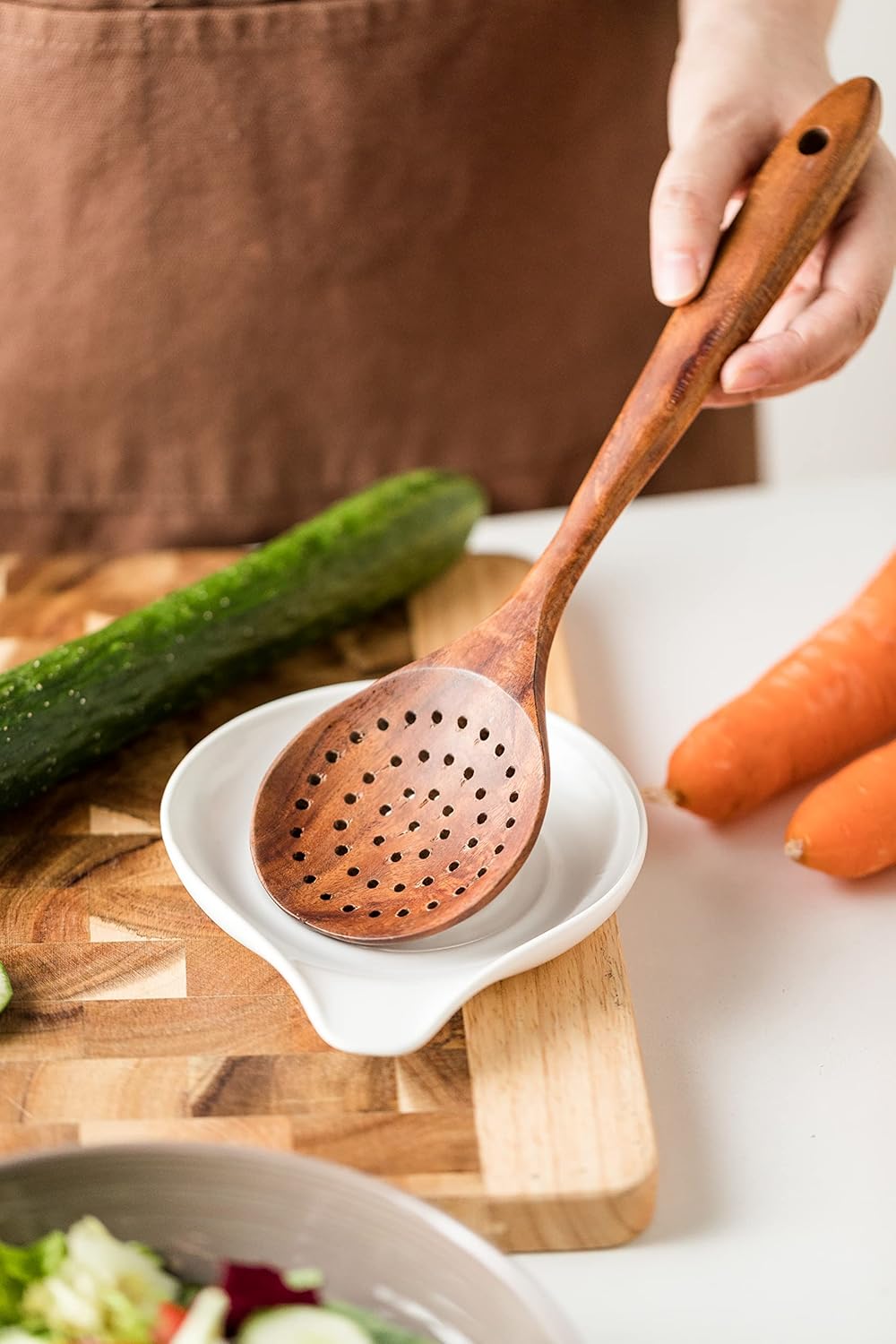 Ceramic Spoon Rest for Kitchen Countertop Porcelain Spoon Holder for Stove Top Large Holder for Spatula, Spoons or Tongs, Framhouse Decor, White