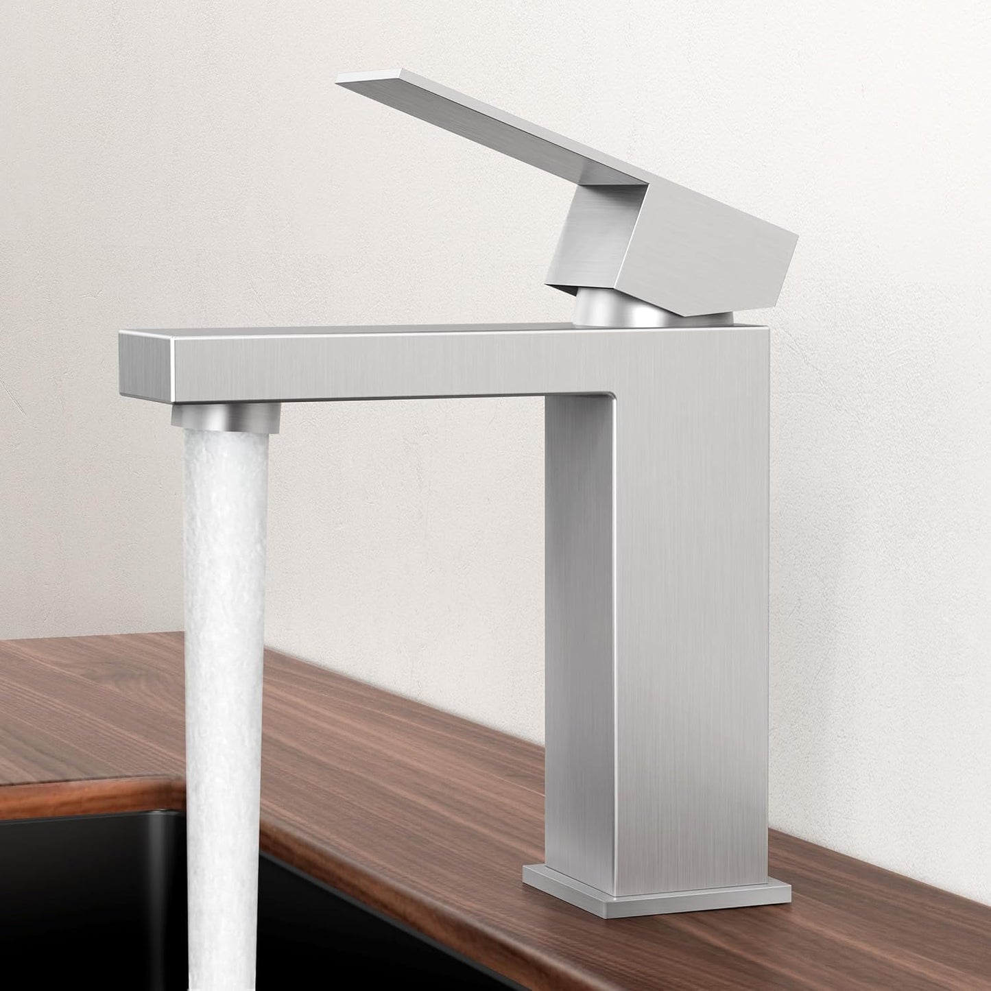 KES Bathroom Faucet Single Handle Modern Bathroom Sink Faucet Single Hole cUPC Certified Stainless Steel Brushed Finish, L3156ALFF12-BS [Fits All States, California Included]