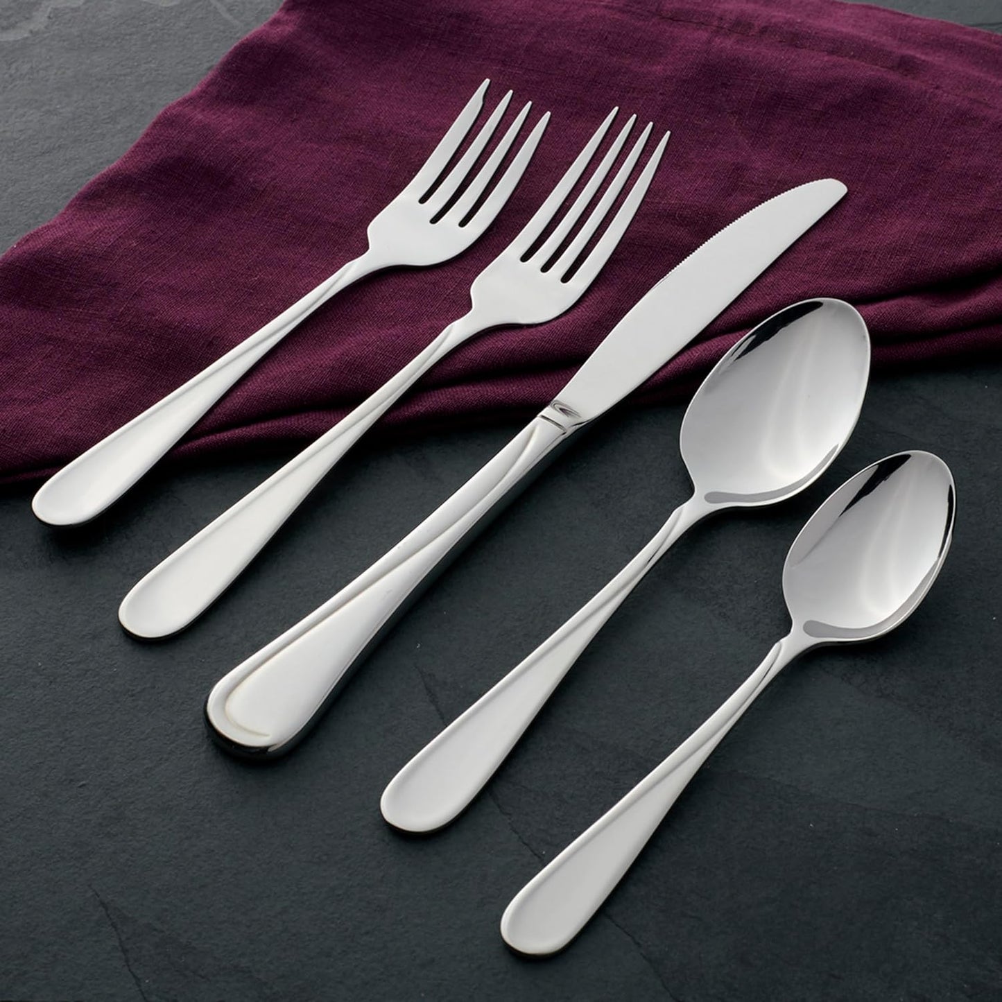 Oneida Flight 65 Piece Everyday Flatware, Service for 12, 18/0 Stainless Steel, Silverware Set, Dishwasher Safe