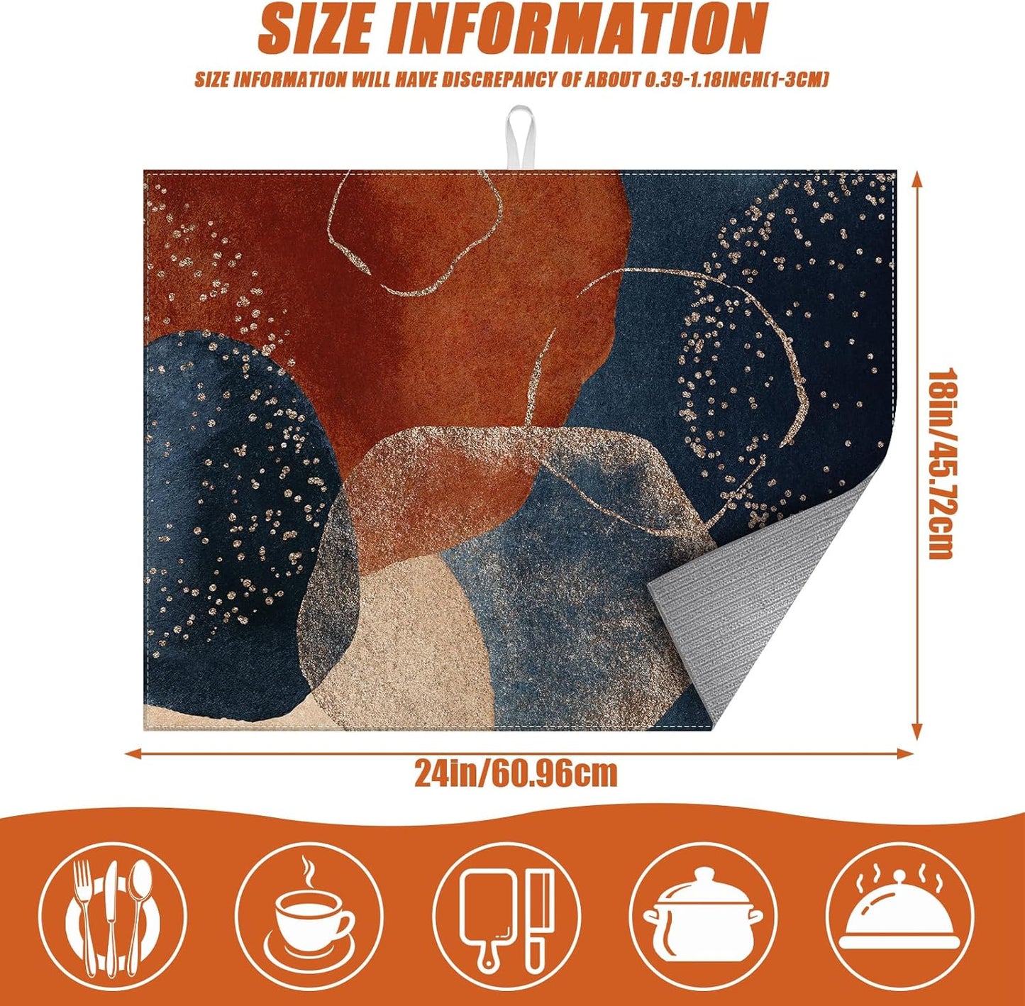 Abstract Stones Art Dish Drying Mat for Kitchen Counter Microfiber Absorbent Dish Kitchen Drying Mat Draining Reusable Washable for Dishes/Utensils/Counterto