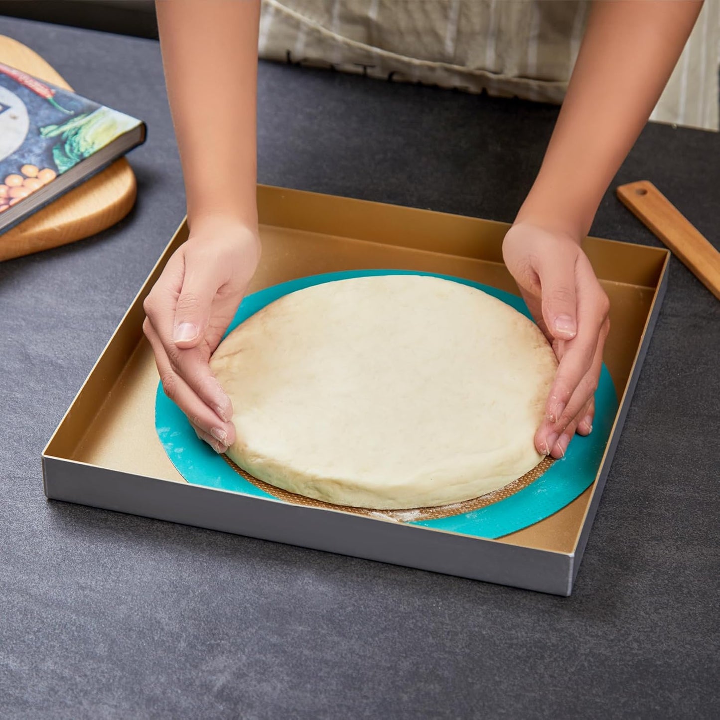 GUYDREMAT 12-Inch Silicone Baking Round Mats Set of 2 - Non-Stick, Heatproof Up to 480°F, Flexible for Large Pizza, Cakes, Pastries, Bread, Stackable Storage, Fits Toaster Ovens
