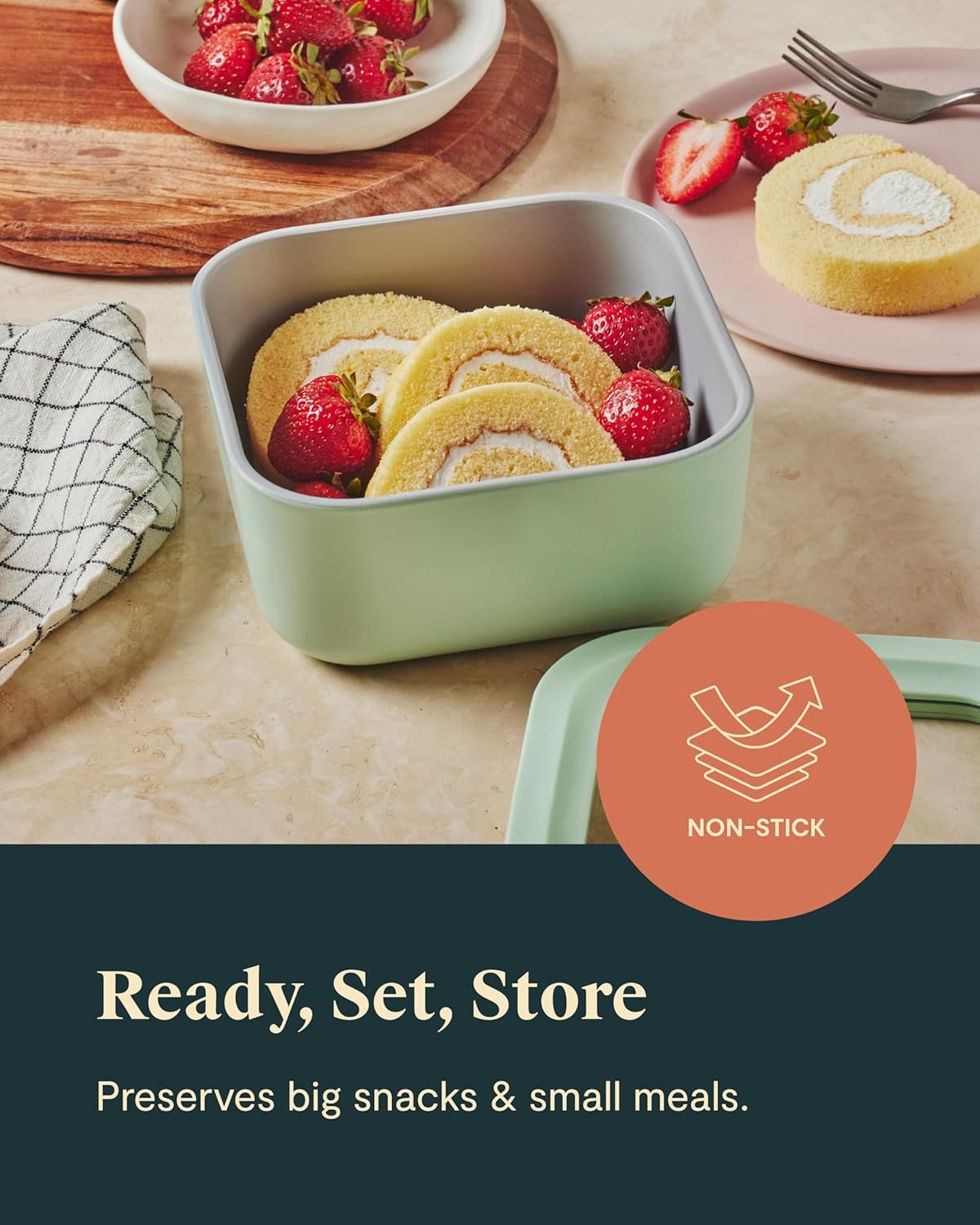 Caraway 6pc Glass Food Storage Set – 4.4 Cup Food Containers (6) - Ceramic Coated - Non Toxic, Non Stick with Lids - Microwave Safe - Cream