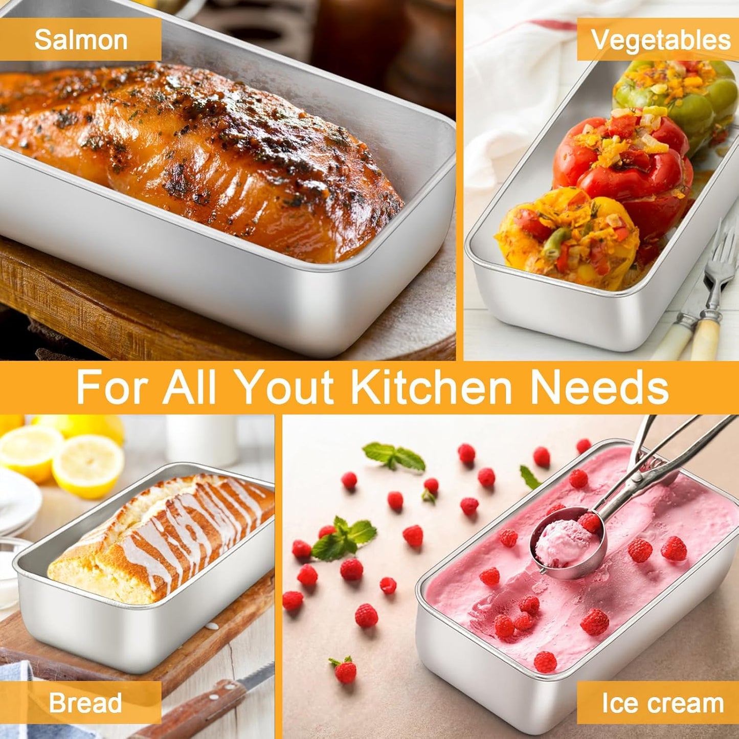 E-far Loaf Bread Pan Set of 10, 9x5 Stainless Steel Loaf Pan, Metal Rectangle Bakeware for Baking Homemade Bread Banana Cake Meatloaf, Non-Toxic & Rust Free, Easy Release & Dishwasher Safe