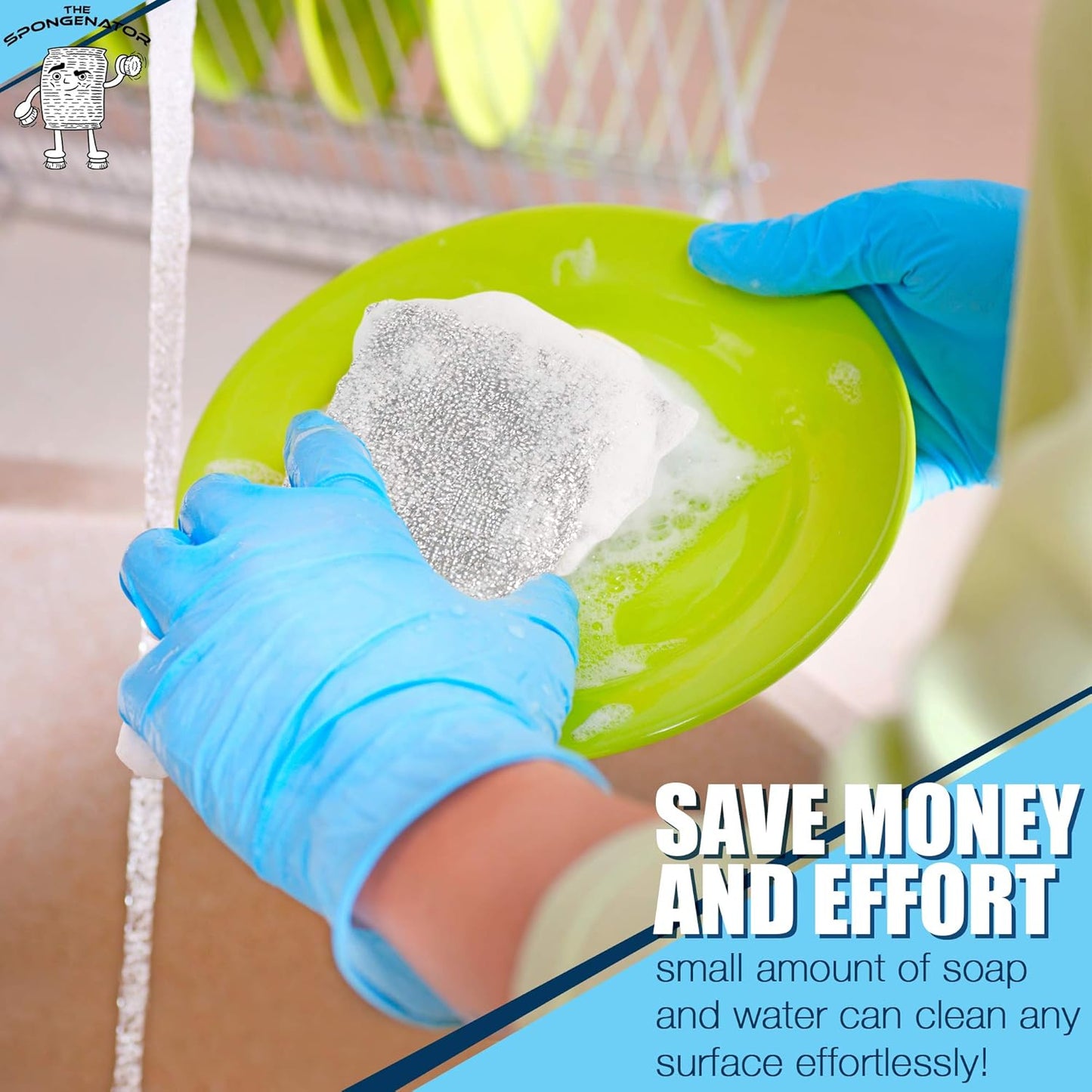 Kitchen Scrubbing Sponges - Heavy Duty Non-Scratch Scrubbing Cleaner Sponges in 1 Color - Multi-Surface Non-Metal Dish Scouring Scrubbers for Fast Cleaning. (6 Pack)