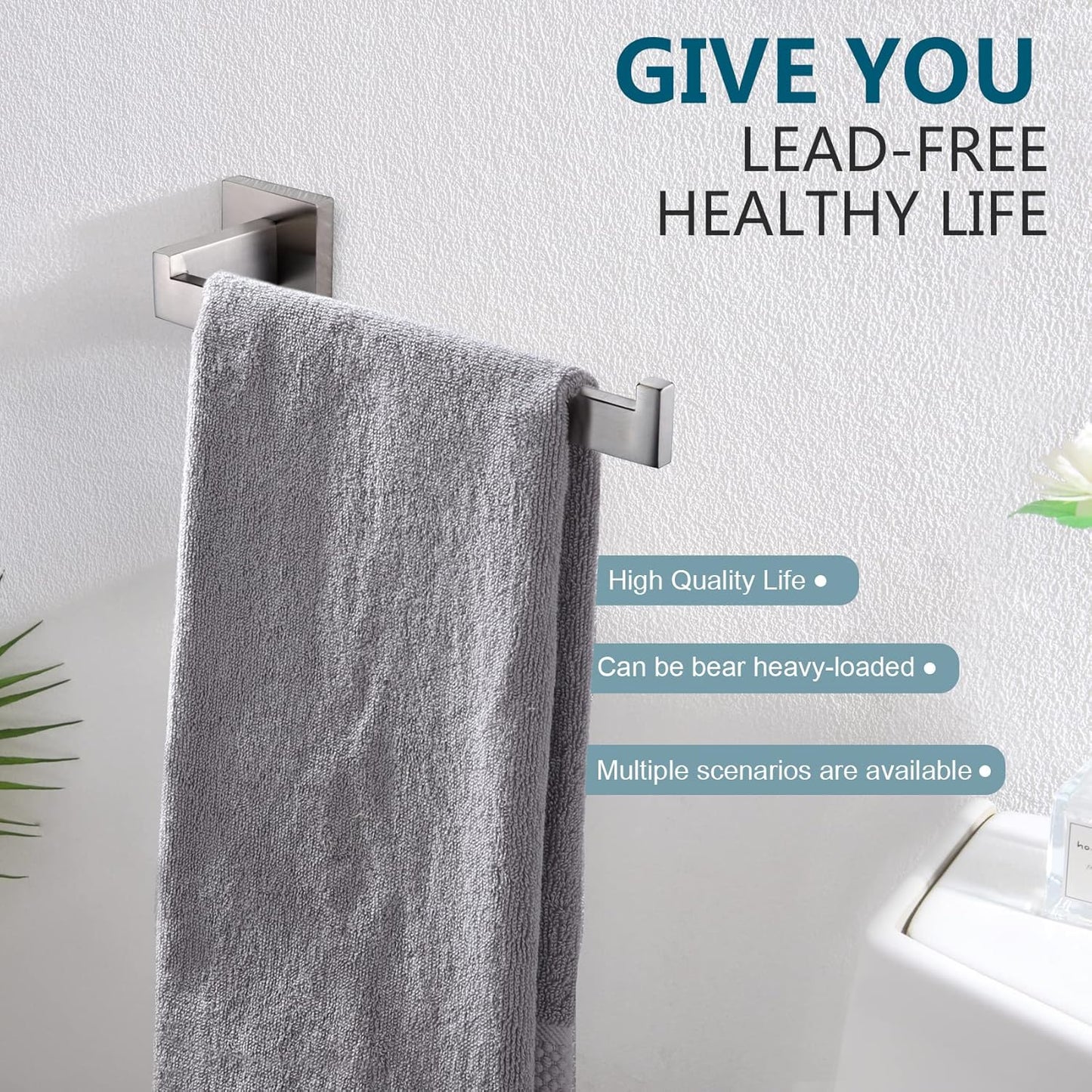 KOKOSIRI Hand Towel Holder Brushed Nickel Towel Bars Stainless Steel Bathroom Hardware Kitchen Paper Towel Holder Wall Mount, B3003BR