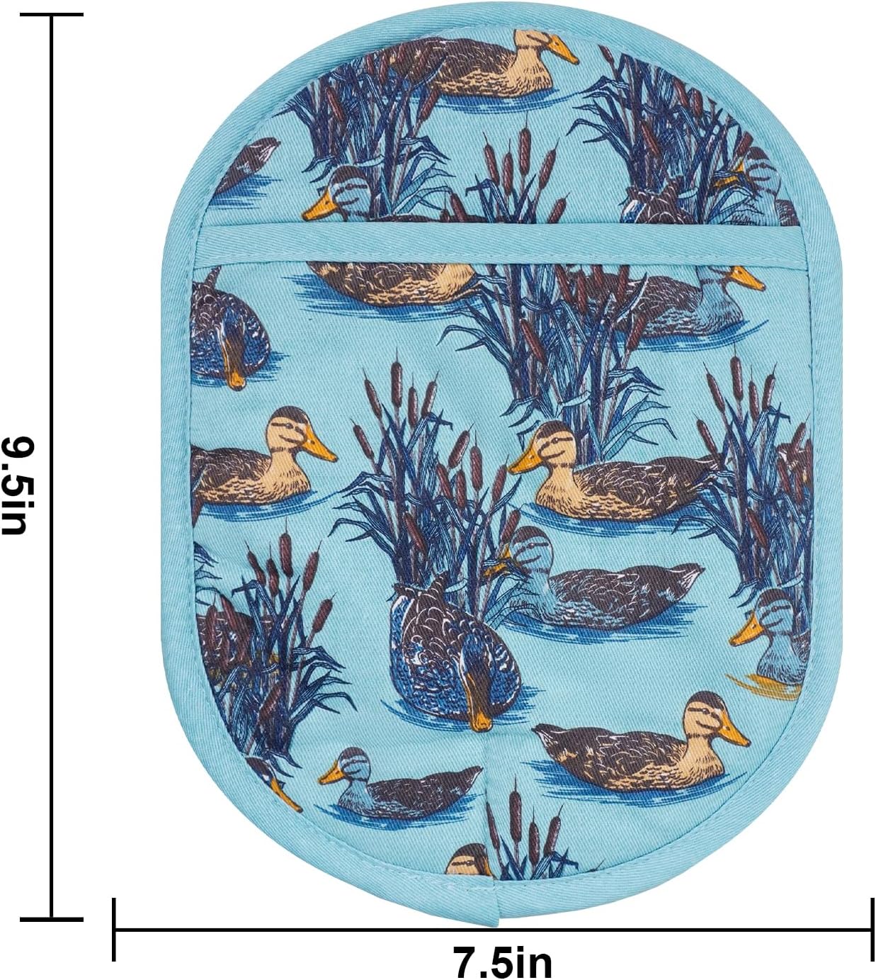 Pot Holders Set of 2 with Transparent Clear Silicone Shell and Nice Duck Flower Cotton Lining, Heat Resistant to 500 F Kitchen Oven Gloves Pot Holder for Cooking (Wathet Blue, Potholders)