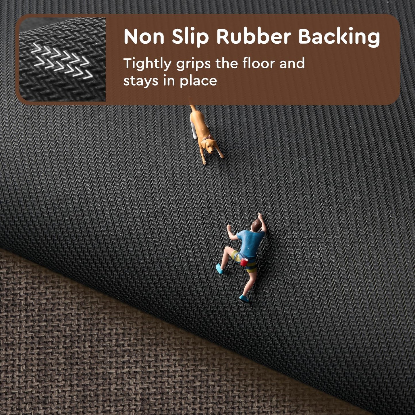 tchdio Kitchen Mats for Floor, Rubber Backed Kitchen Rugs Non Slip Washable, Superior Absorbent Kitchen Runner Rug Easy to Clean, Comfort Kitchen Floor Mat Front of Sink (Brown, 20" × 47")