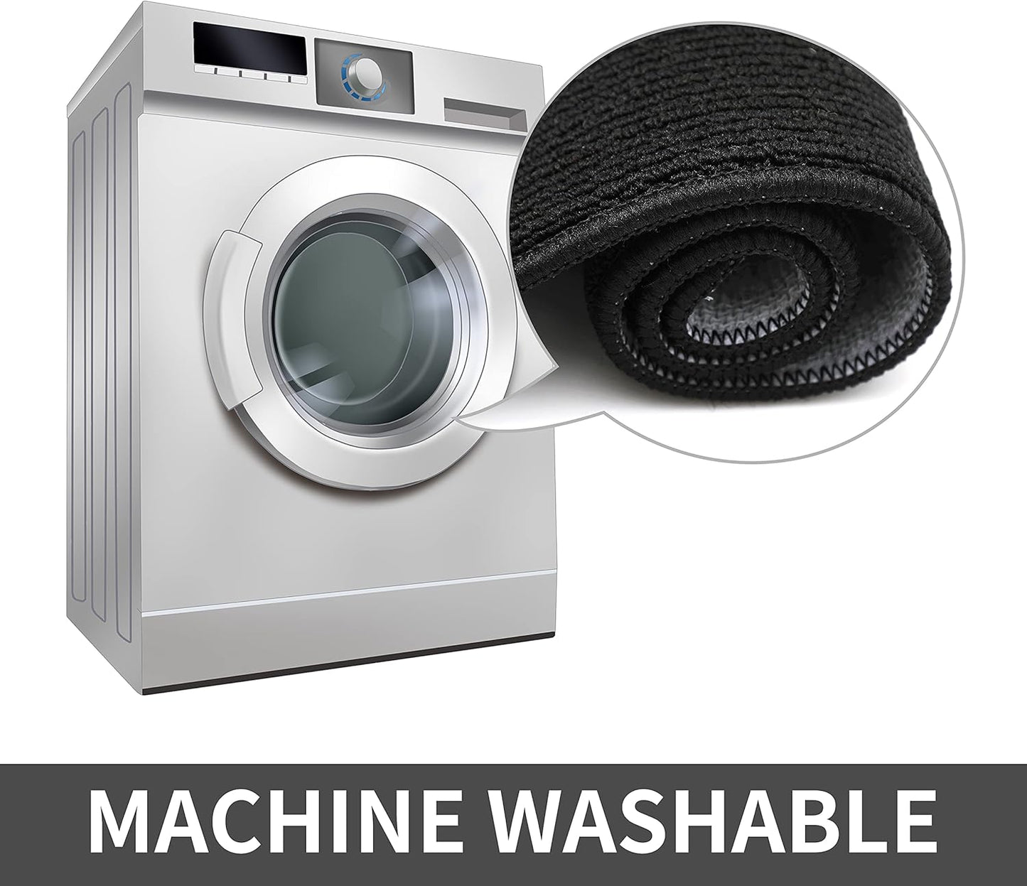 COSY HOMEER 24X60 Inch Kitchen Rug Mats Made of 100% Polypropylene Strip TPR Backing Soft Kitchen Mat Specialized in Anti Slippery and Machine Washable,for Kitchen, Floor,Black